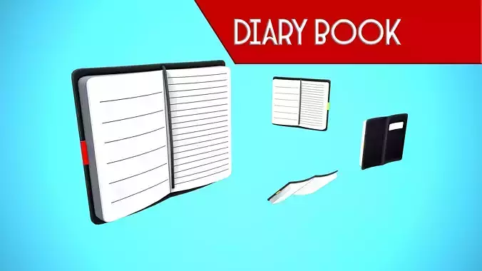 DIARY BOOK CARTOON STYLIZED Low-poly 3D model
