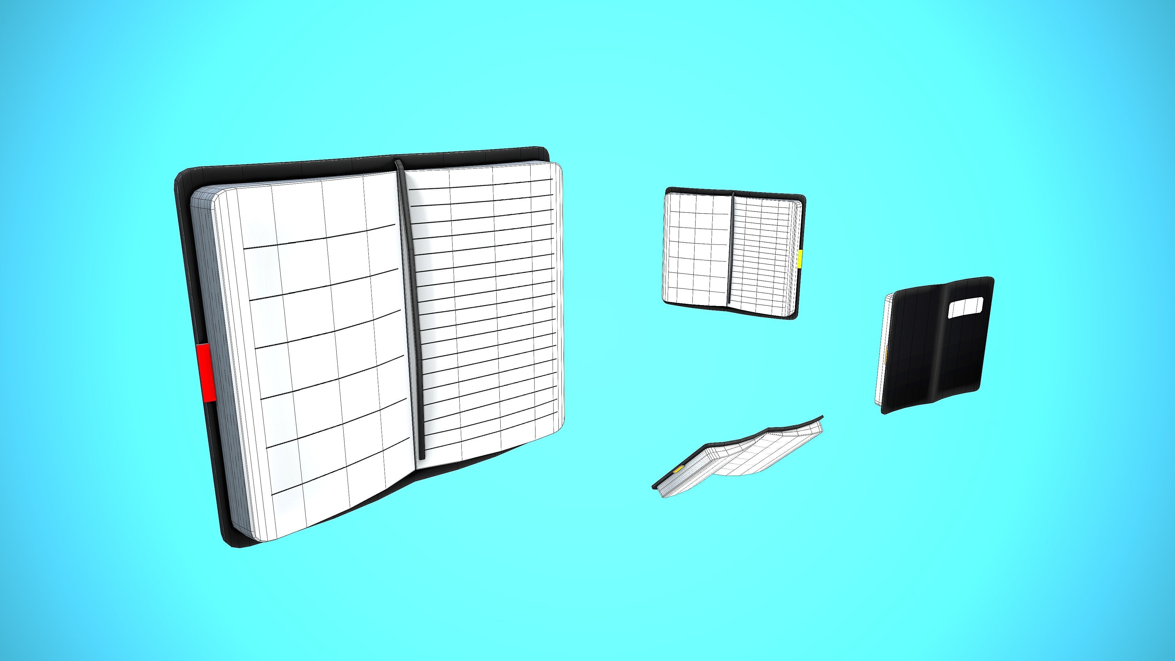 DIARY BOOK CARTOON STYLIZED Low-poly 3D model_3