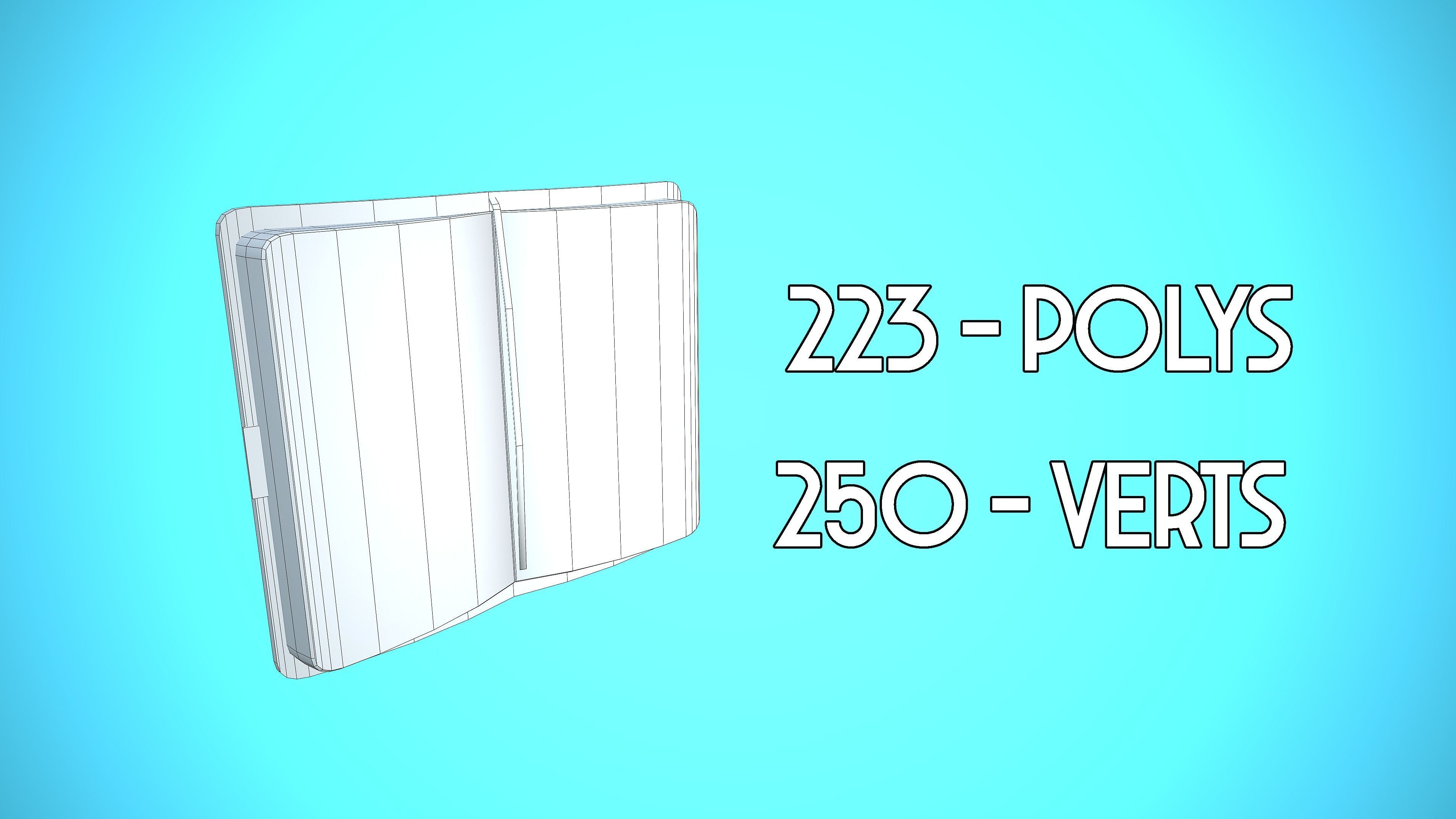 DIARY BOOK CARTOON STYLIZED Low-poly 3D model_2