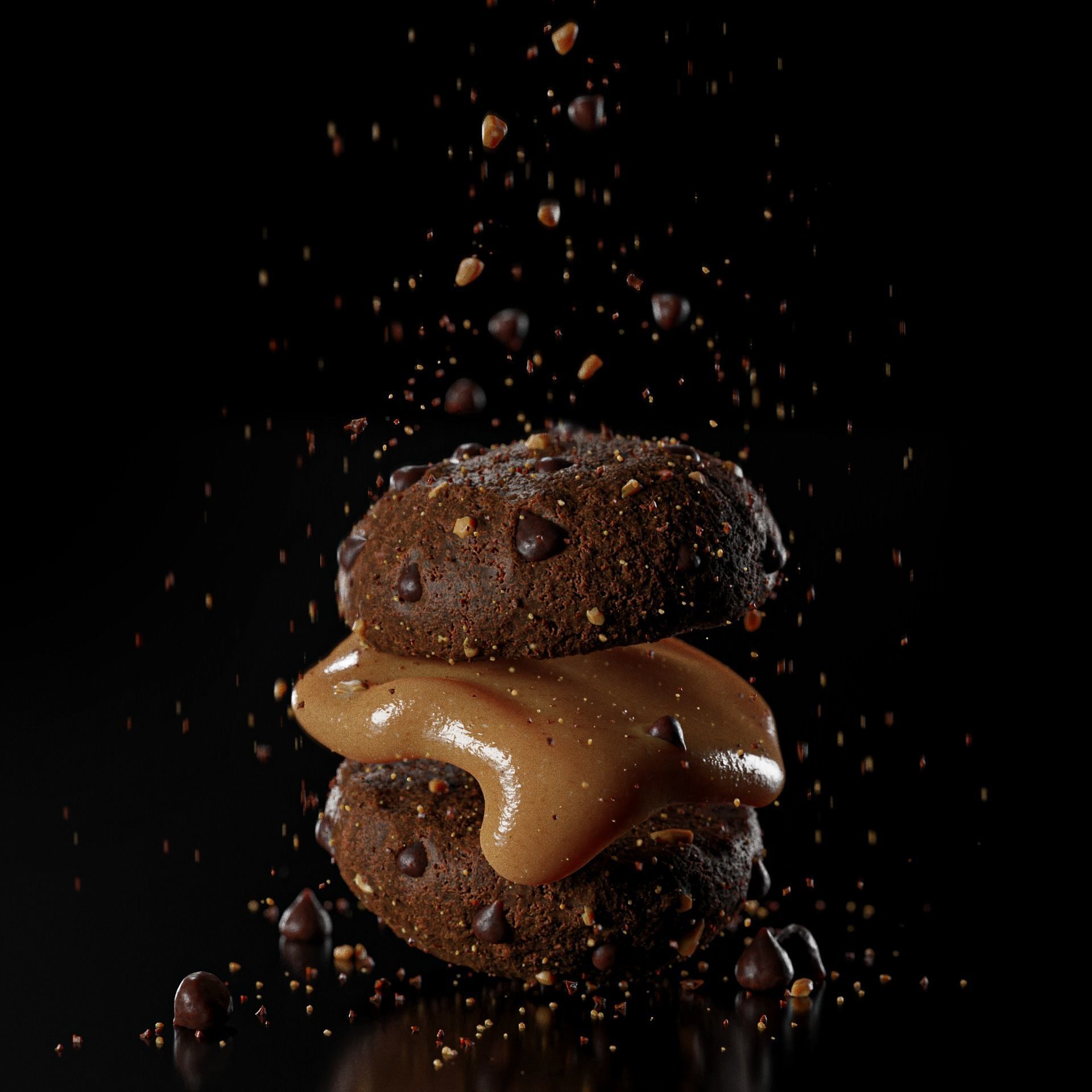  3D Cream Biscuits Illustration 3D model_3