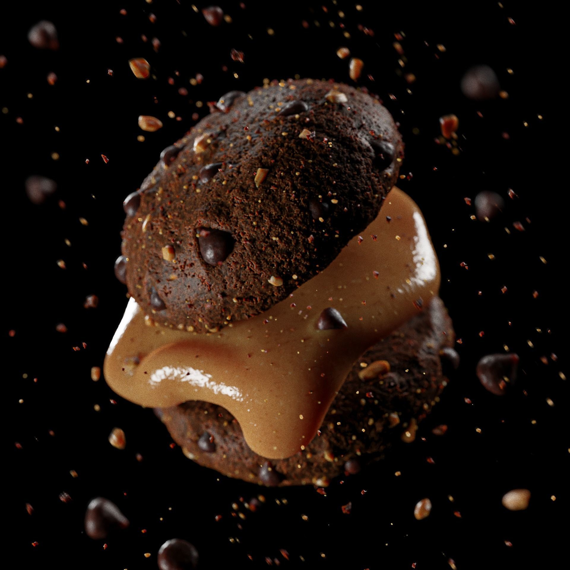  3D Cream Biscuits Illustration 3D model_2