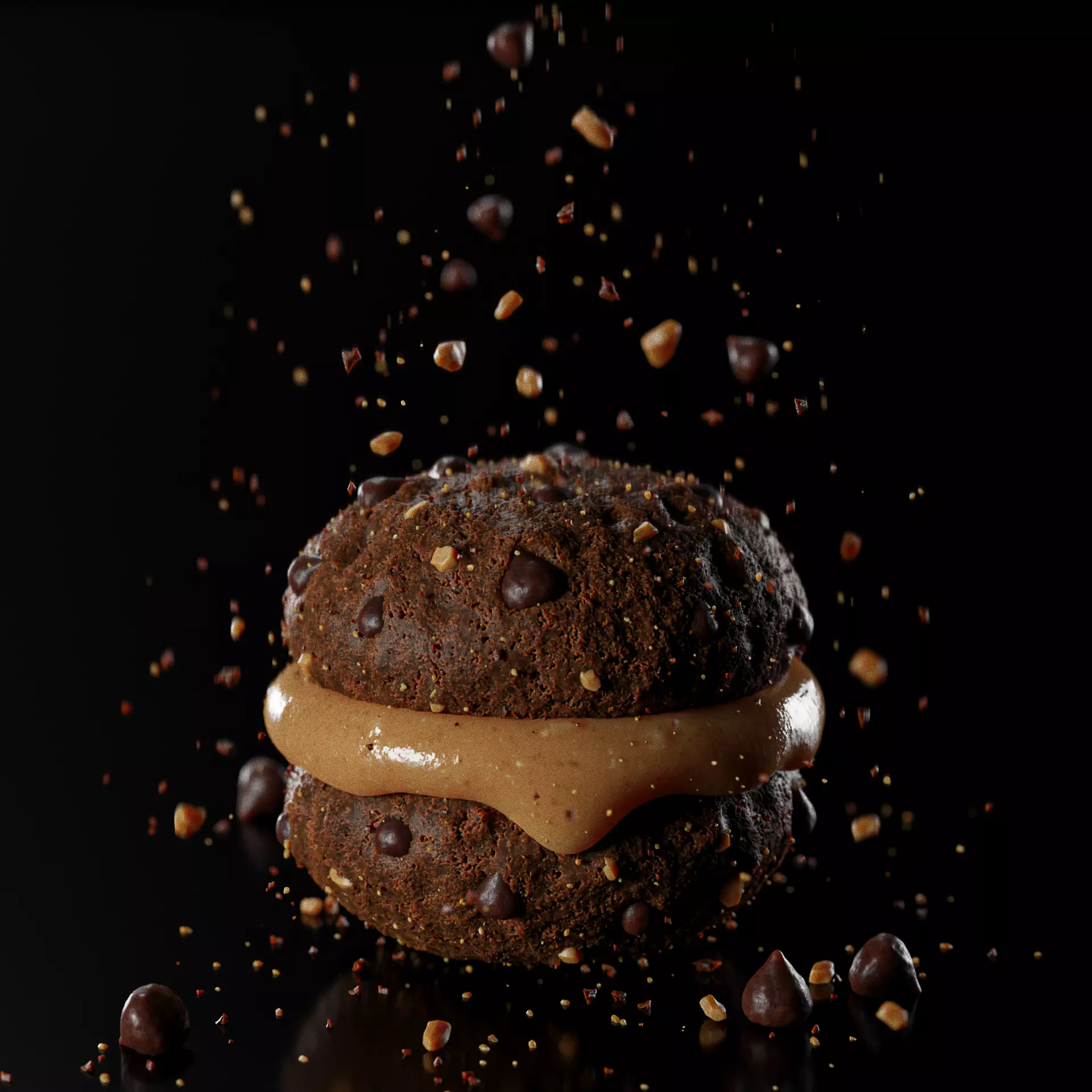  3D Cream Biscuits Illustration 3D model_0