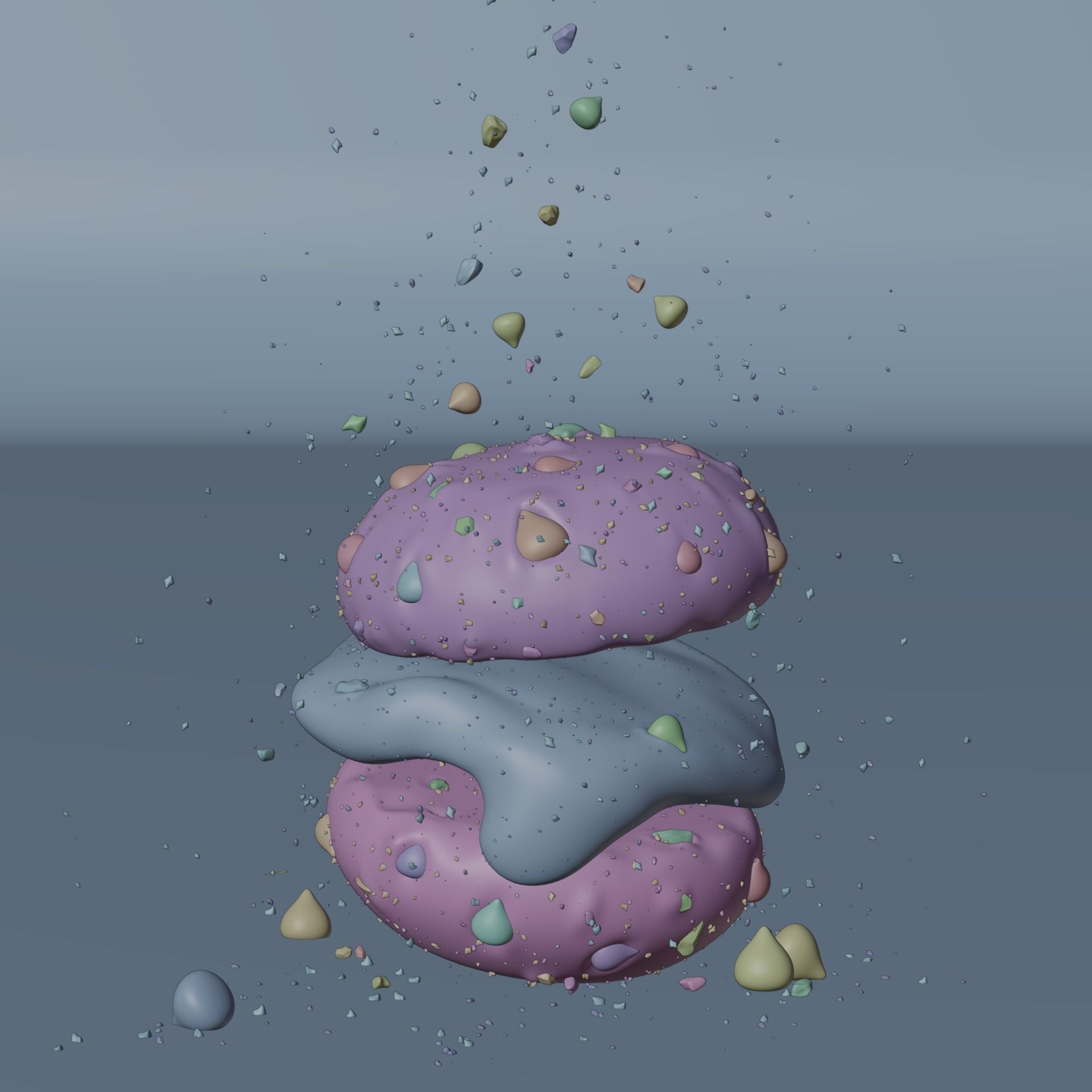  3D Cream Biscuits Illustration 3D model_5