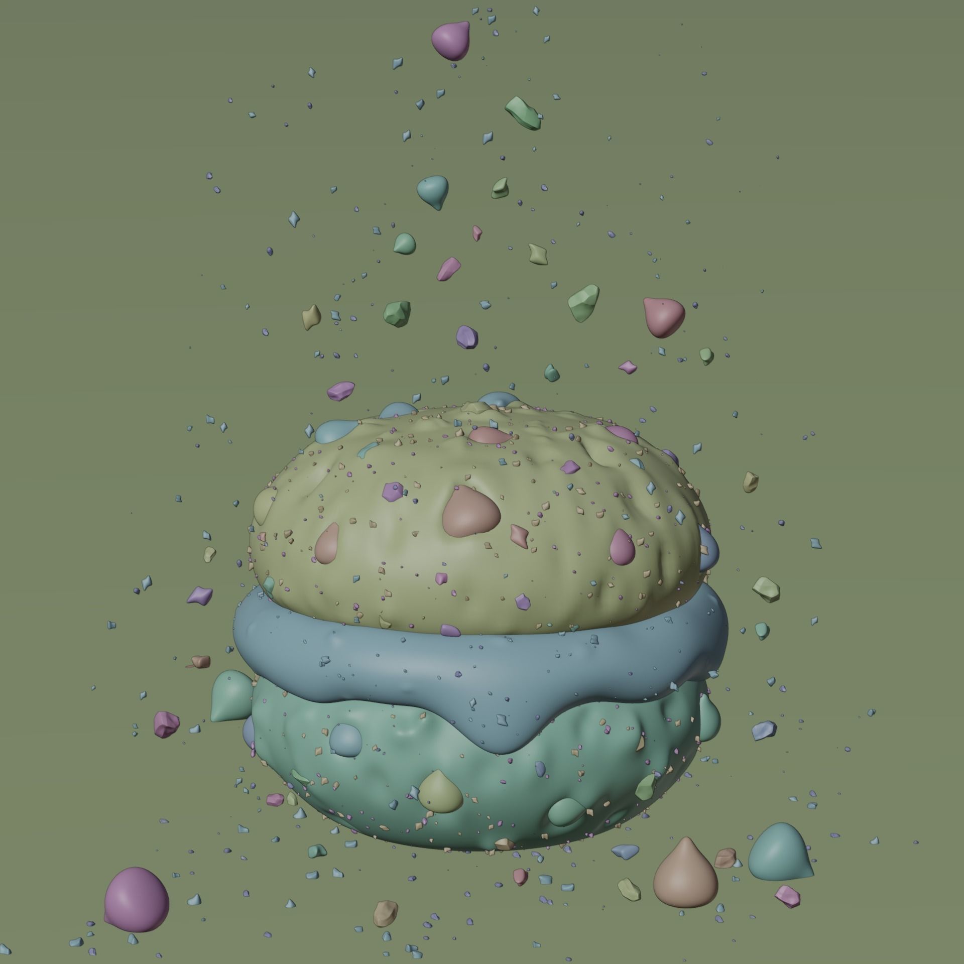  3D Cream Biscuits Illustration 3D model_4