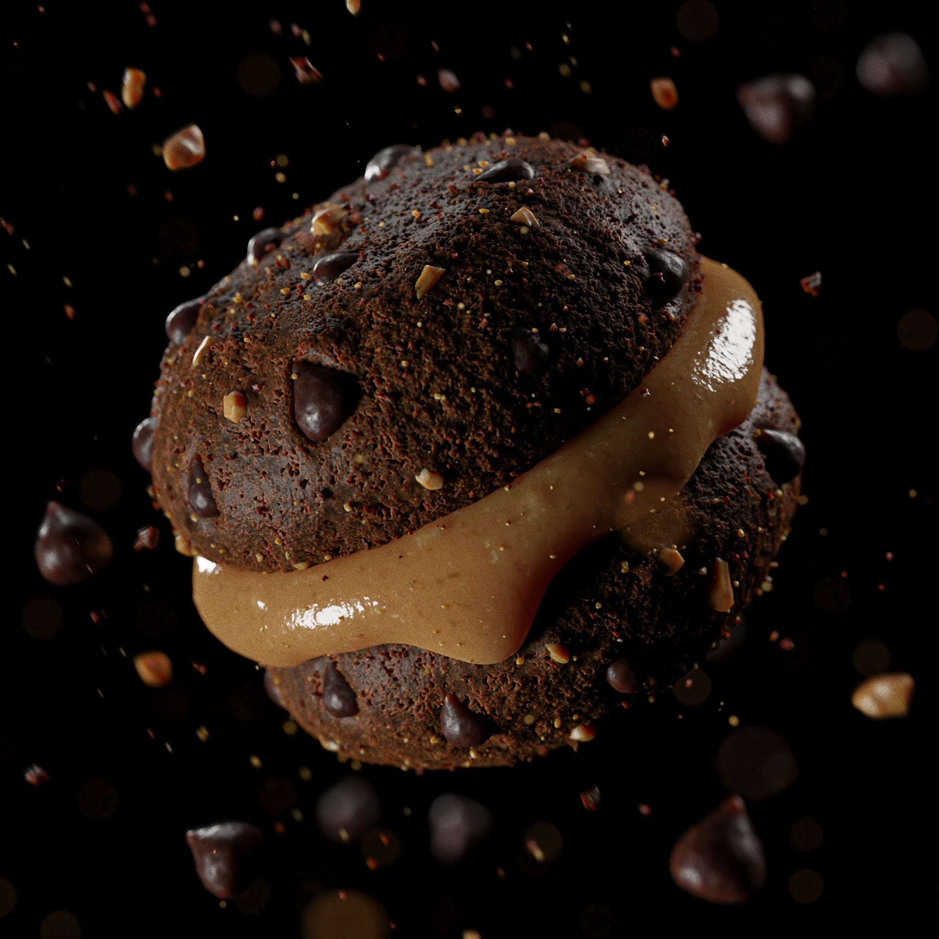  3D Cream Biscuits Illustration 3D model_1