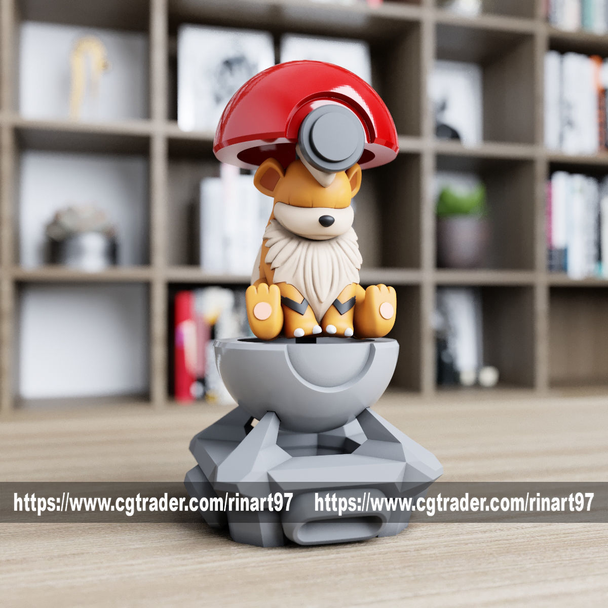 Growlithe in the pokeball from Pokemon 3D print model_1