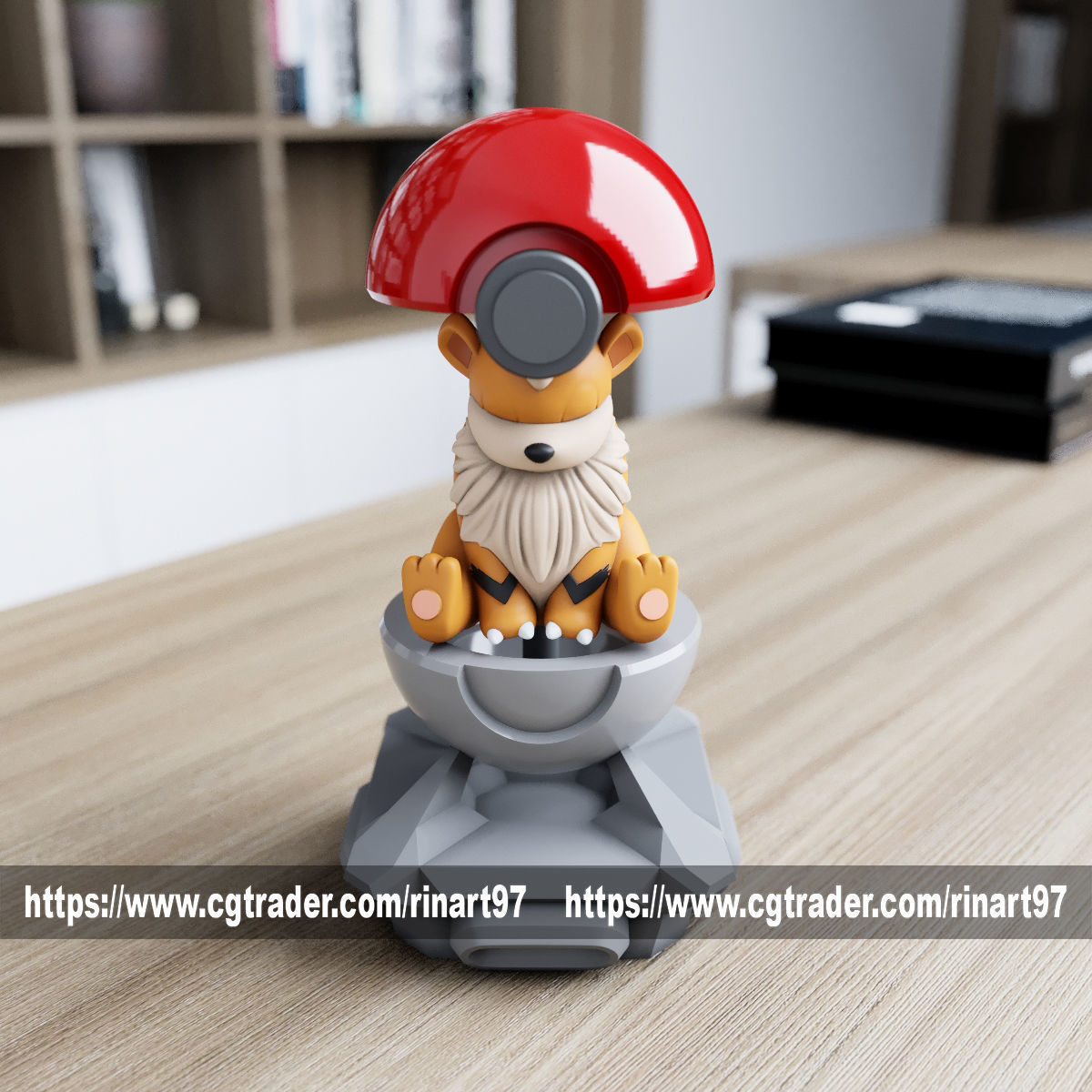 Growlithe in the pokeball from Pokemon 3D print model_9