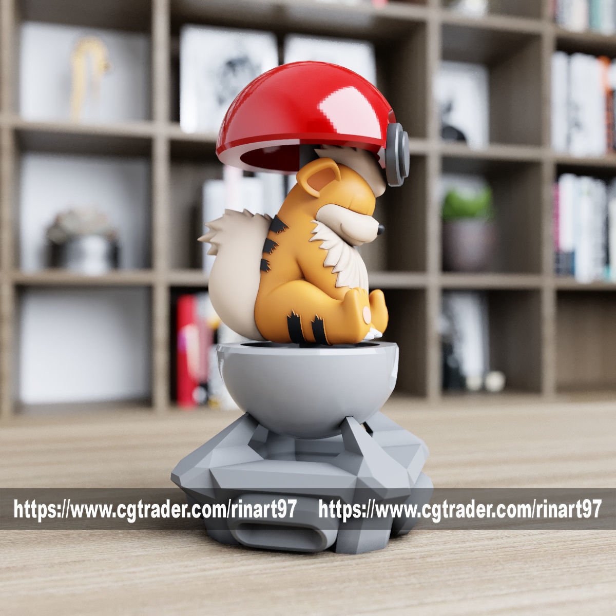 Growlithe in the pokeball from Pokemon 3D print model_3