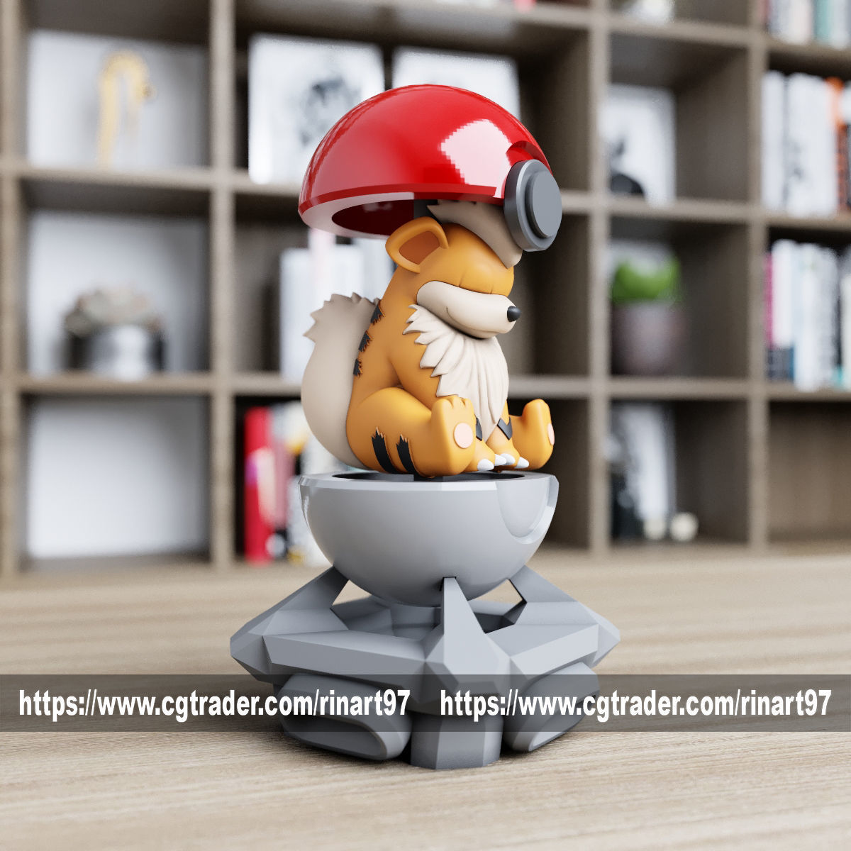 Growlithe in the pokeball from Pokemon 3D print model_2