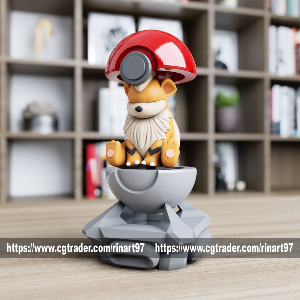 Growlithe in the pokeball from Pokemon 3D print model_5