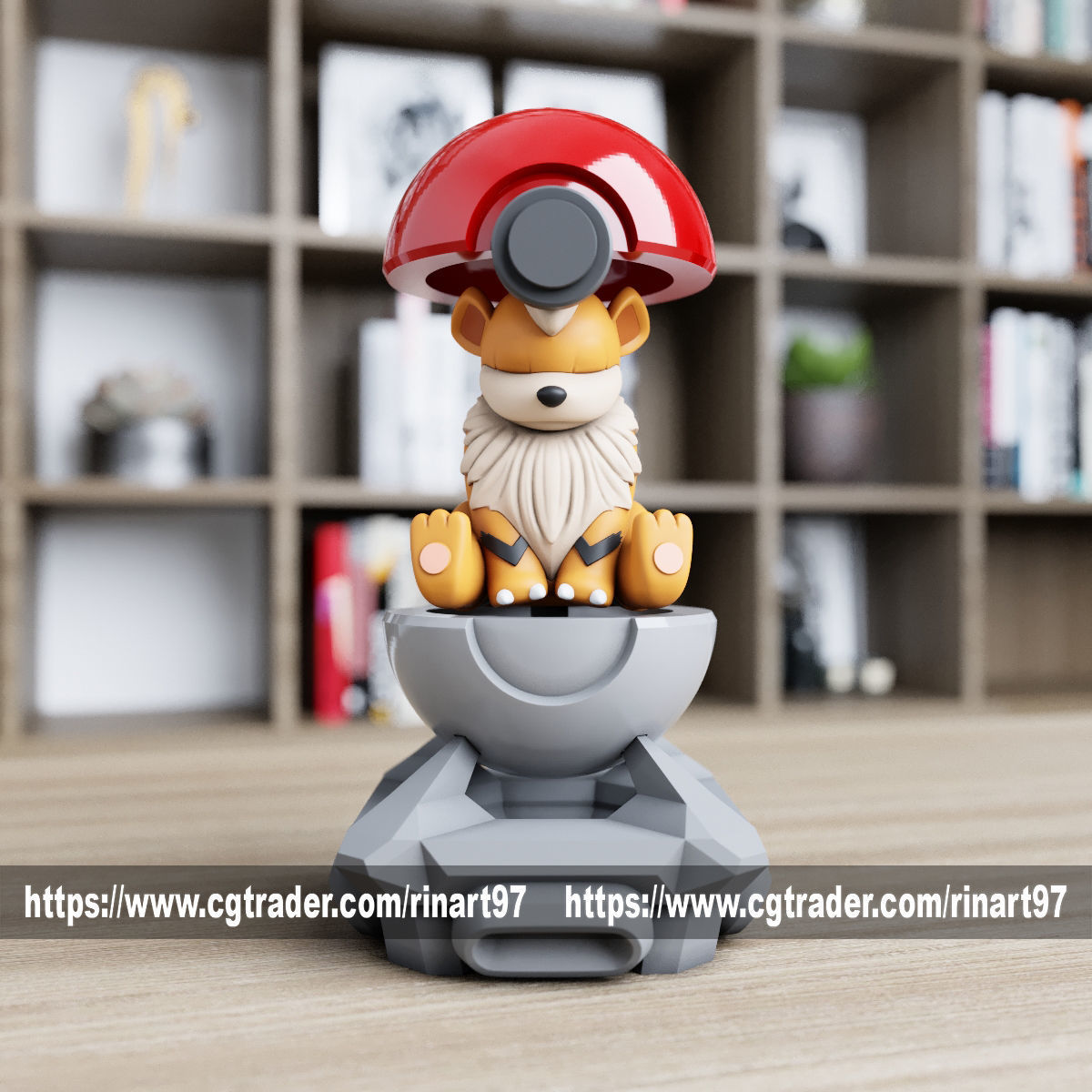 Growlithe in the pokeball from Pokemon 3D print model_4