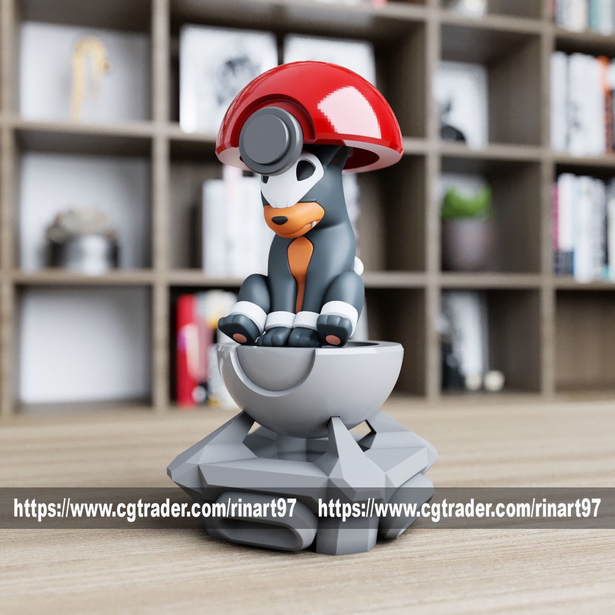 Houndour in the pokeball from Pokemon 3D print model_5