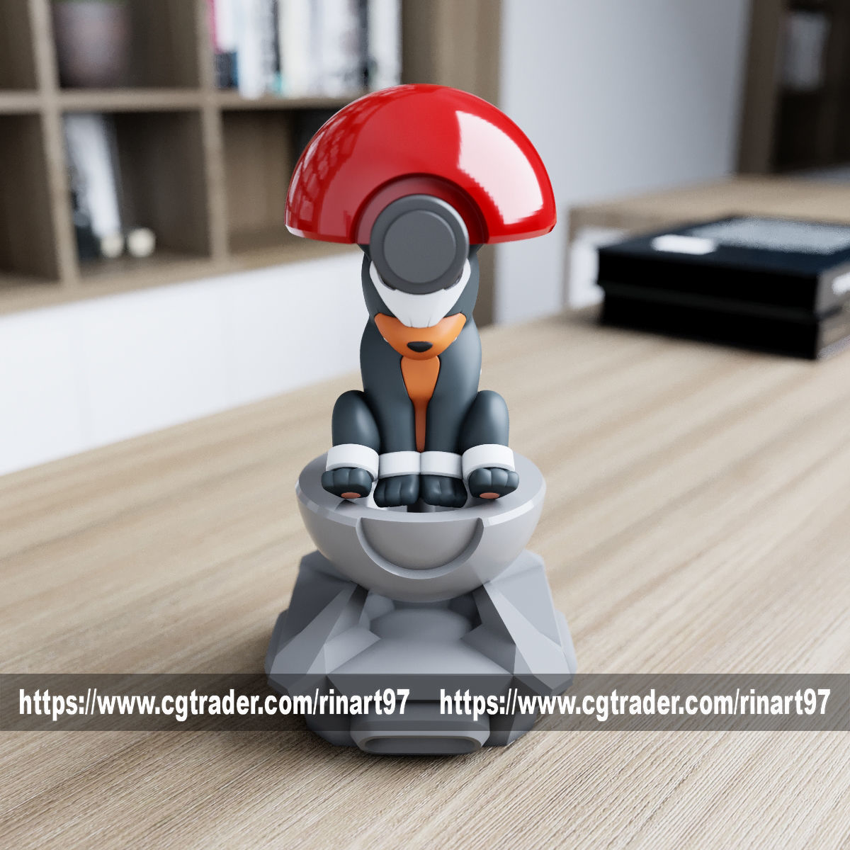 Houndour in the pokeball from Pokemon 3D print model_9