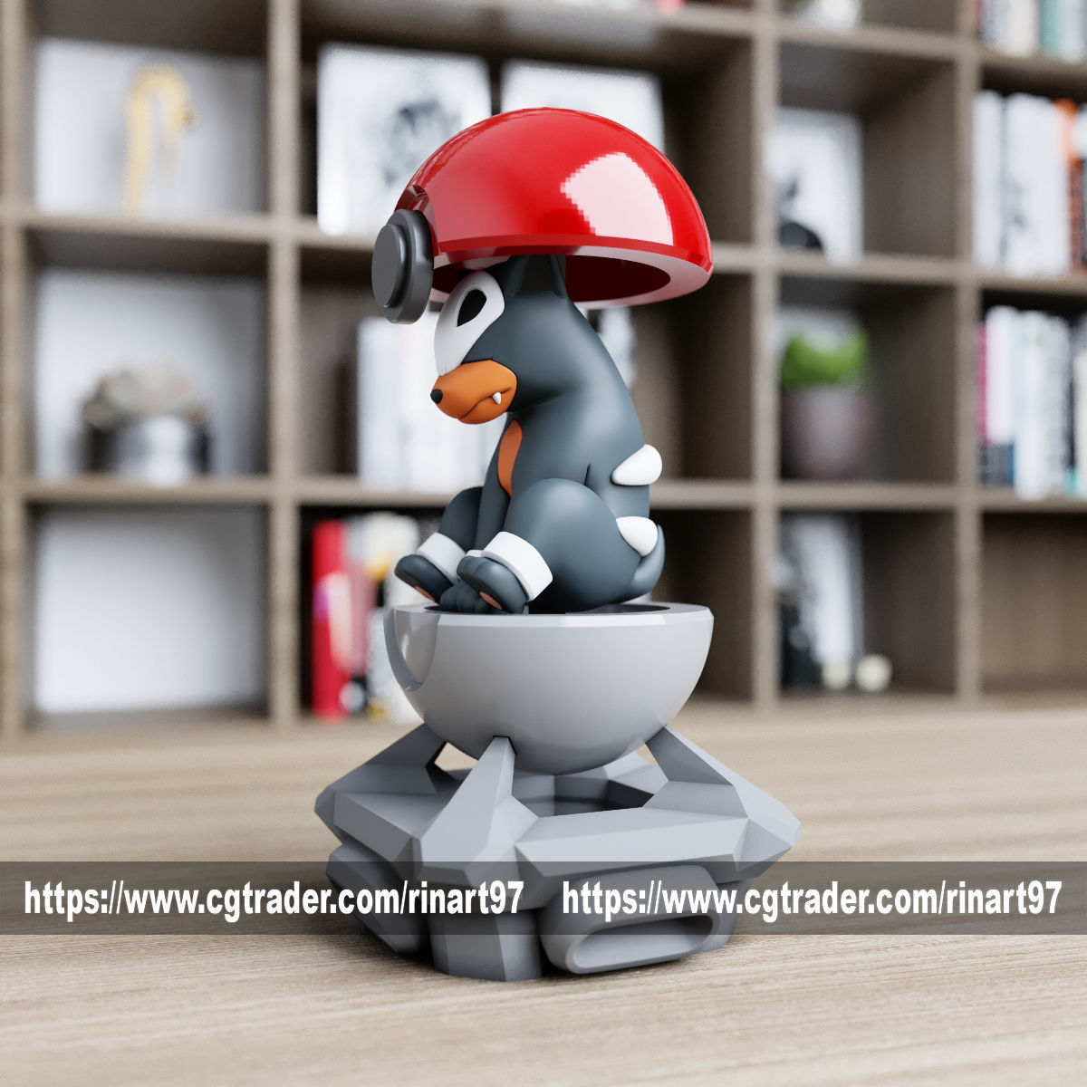 Houndour in the pokeball from Pokemon 3D print model_7