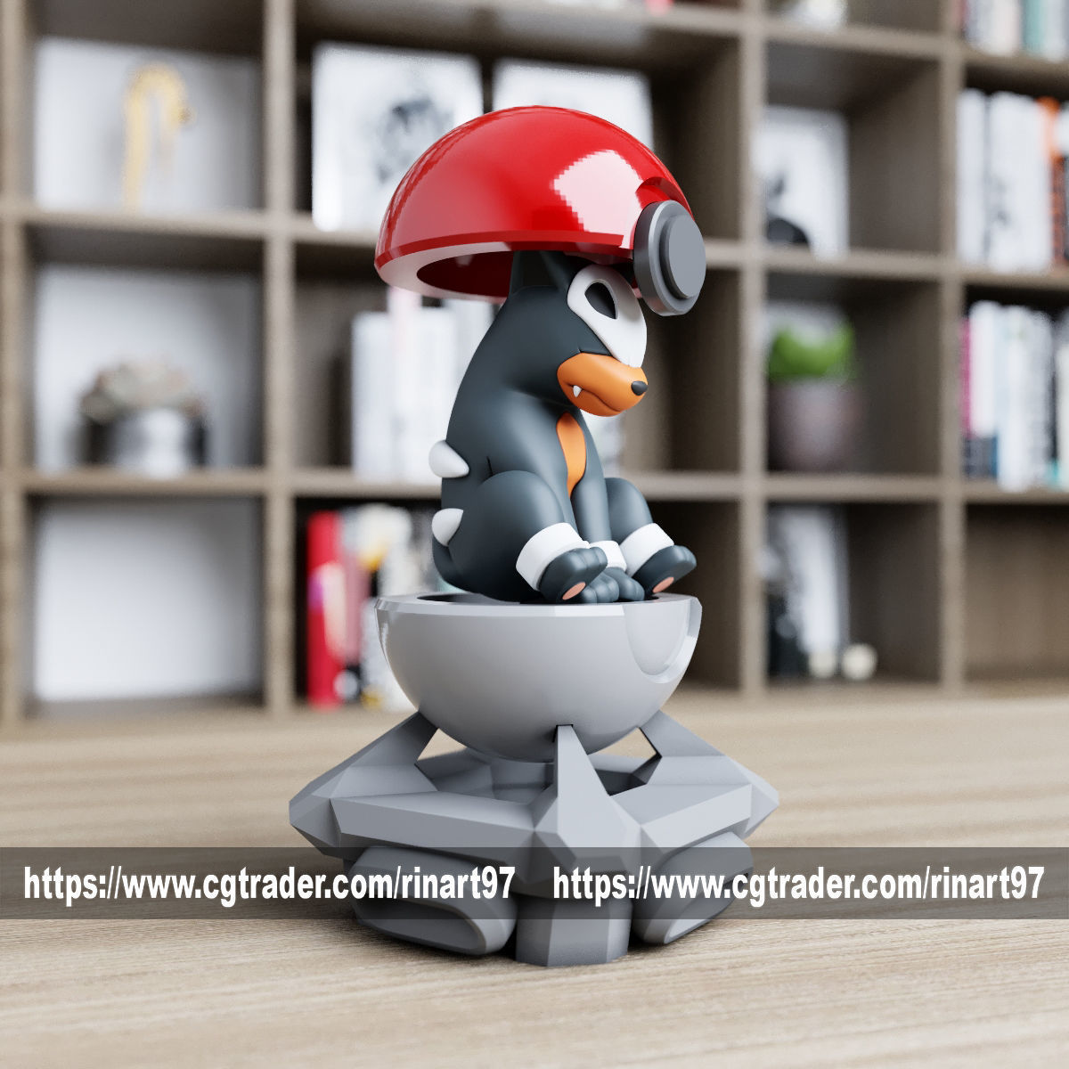 Houndour in the pokeball from Pokemon 3D print model_2