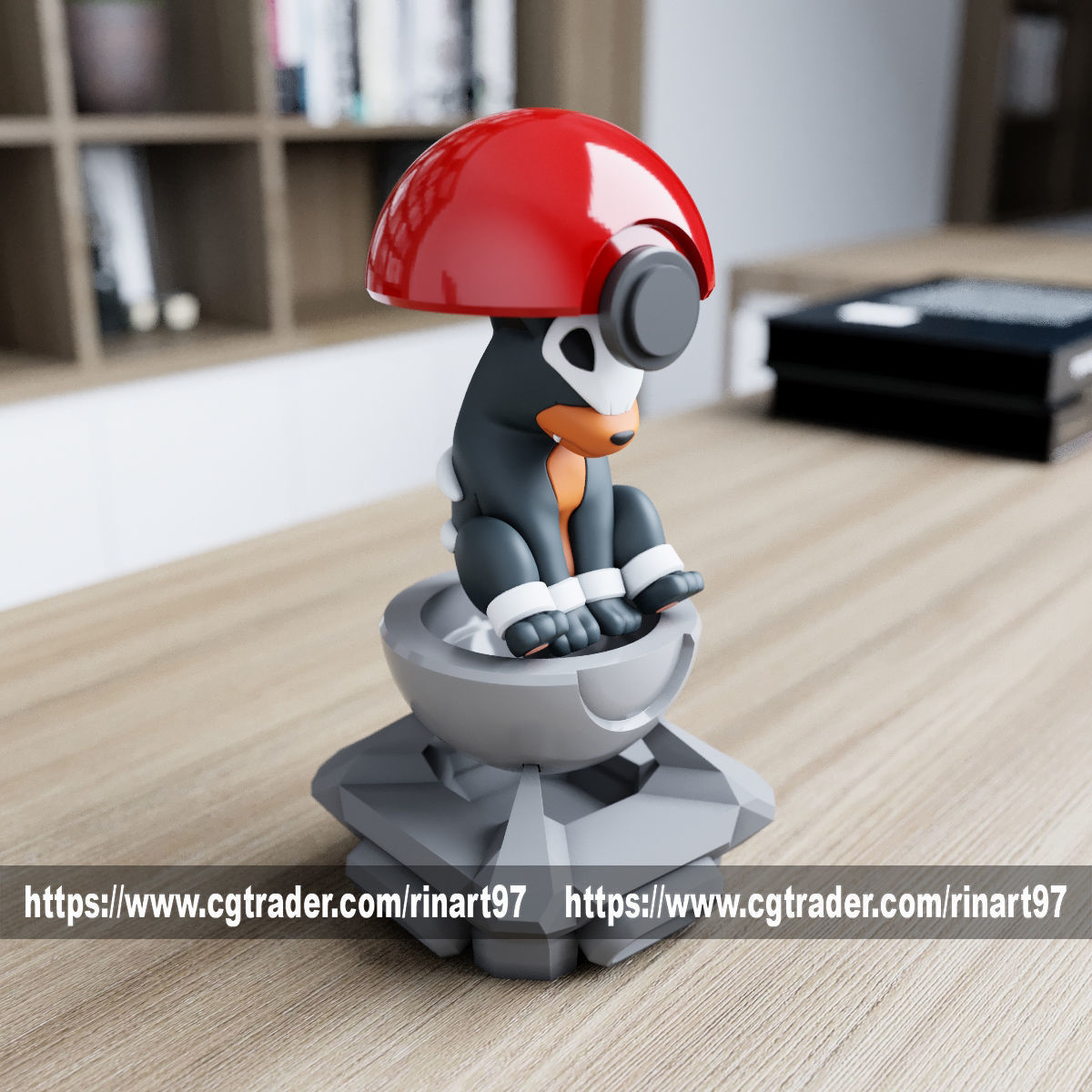 Houndour in the pokeball from Pokemon 3D print model_8