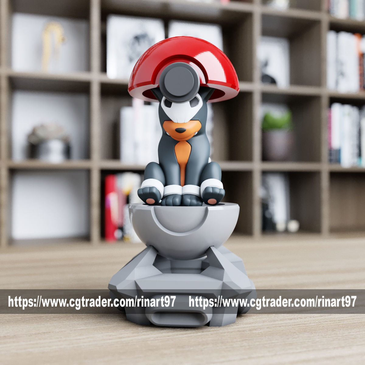 Houndour in the pokeball from Pokemon 3D print model_4