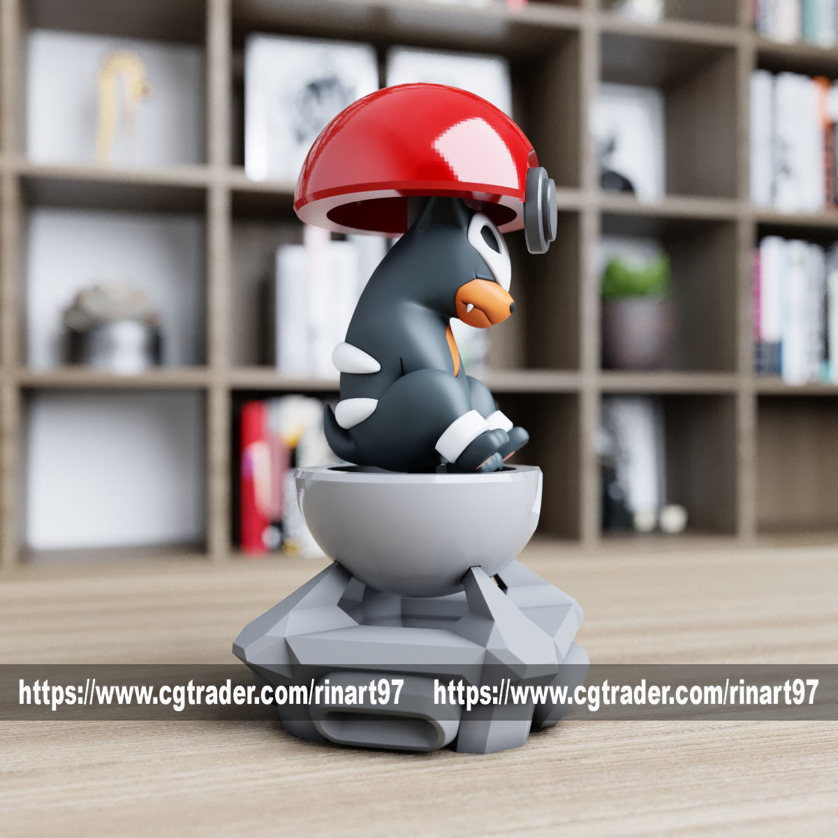 Houndour in the pokeball from Pokemon 3D print model_3