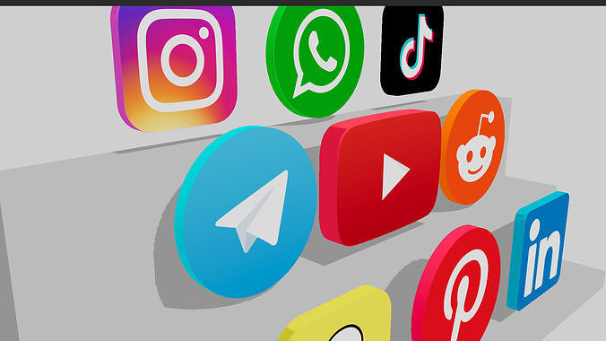 Social Media 3D Logos Asset Update 1 Low-poly 3D model