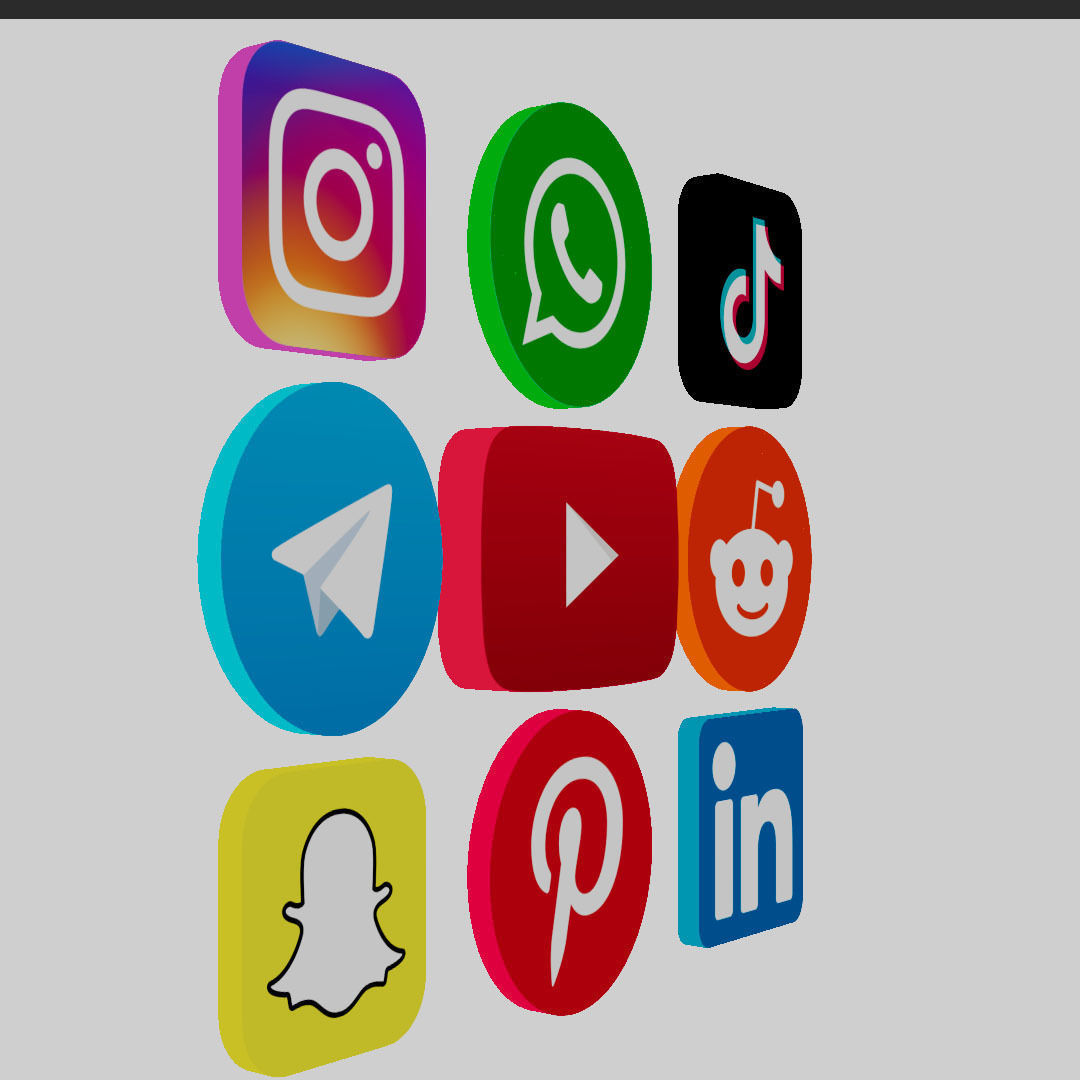 Social Media 3D Logos Asset Update 1 Low-poly 3D model_2