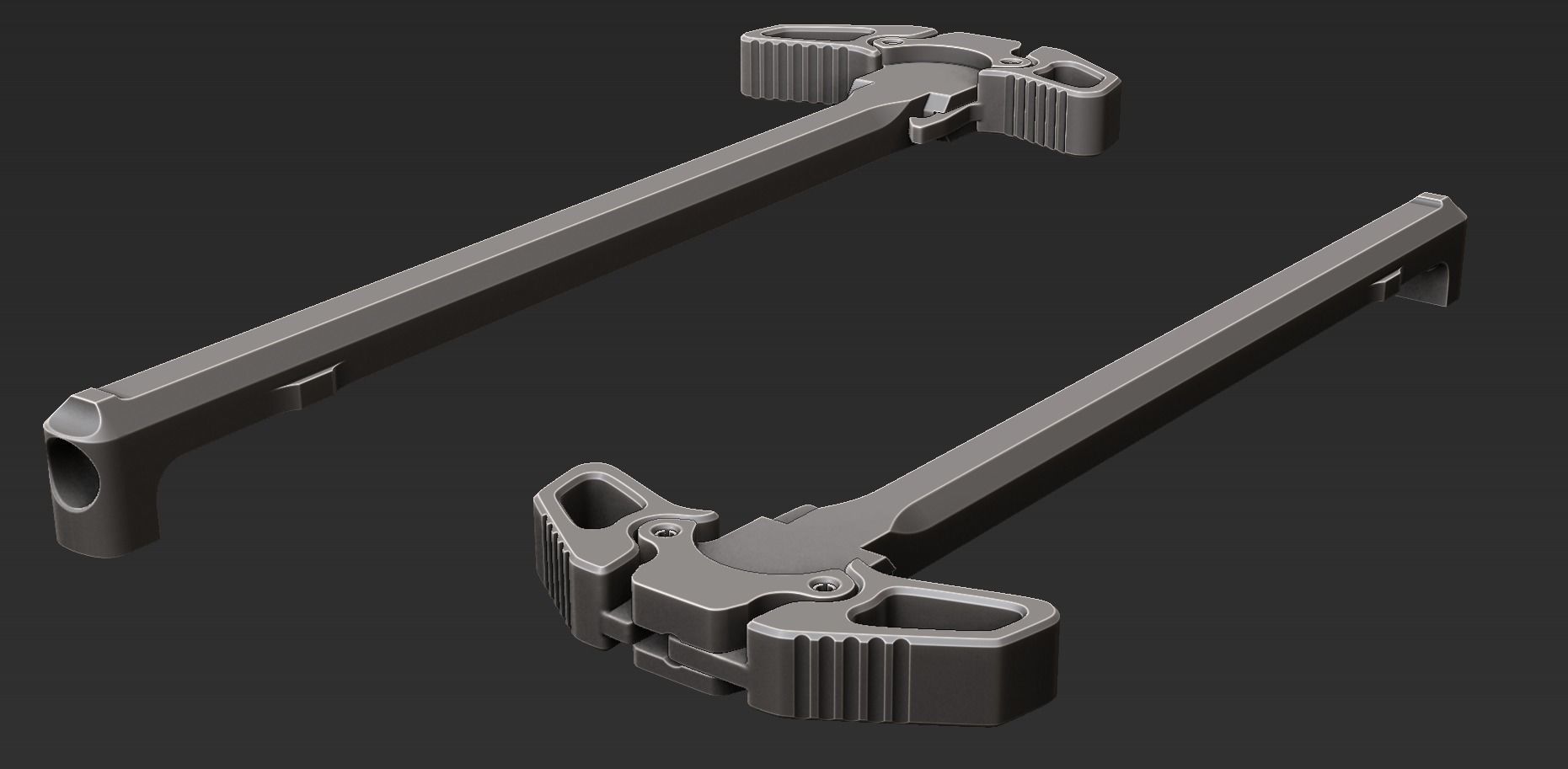 Charging handle - AR15 - M4A1 - High-poly 3D model_4