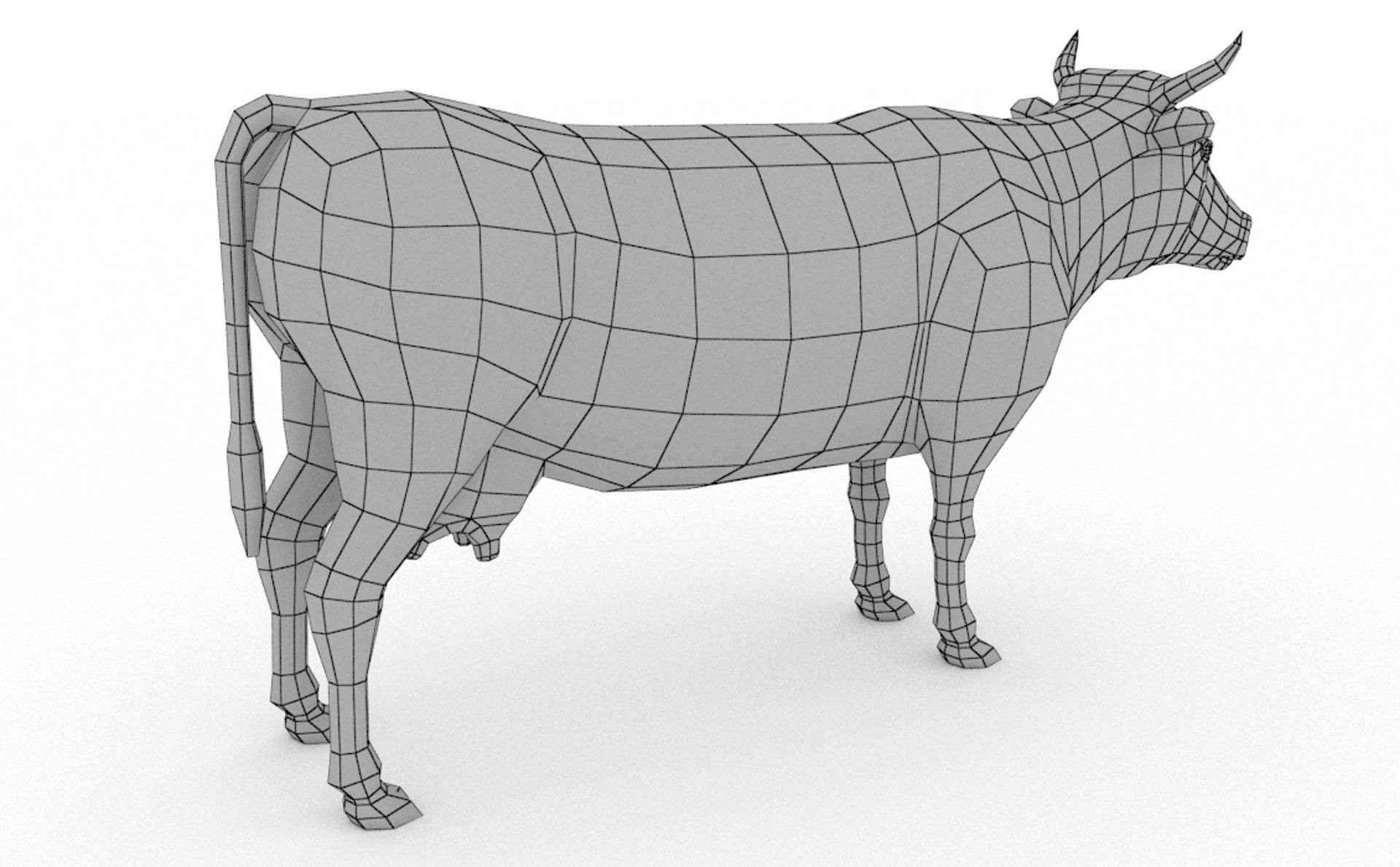 Dairy Cow Low-poly 3D model_8