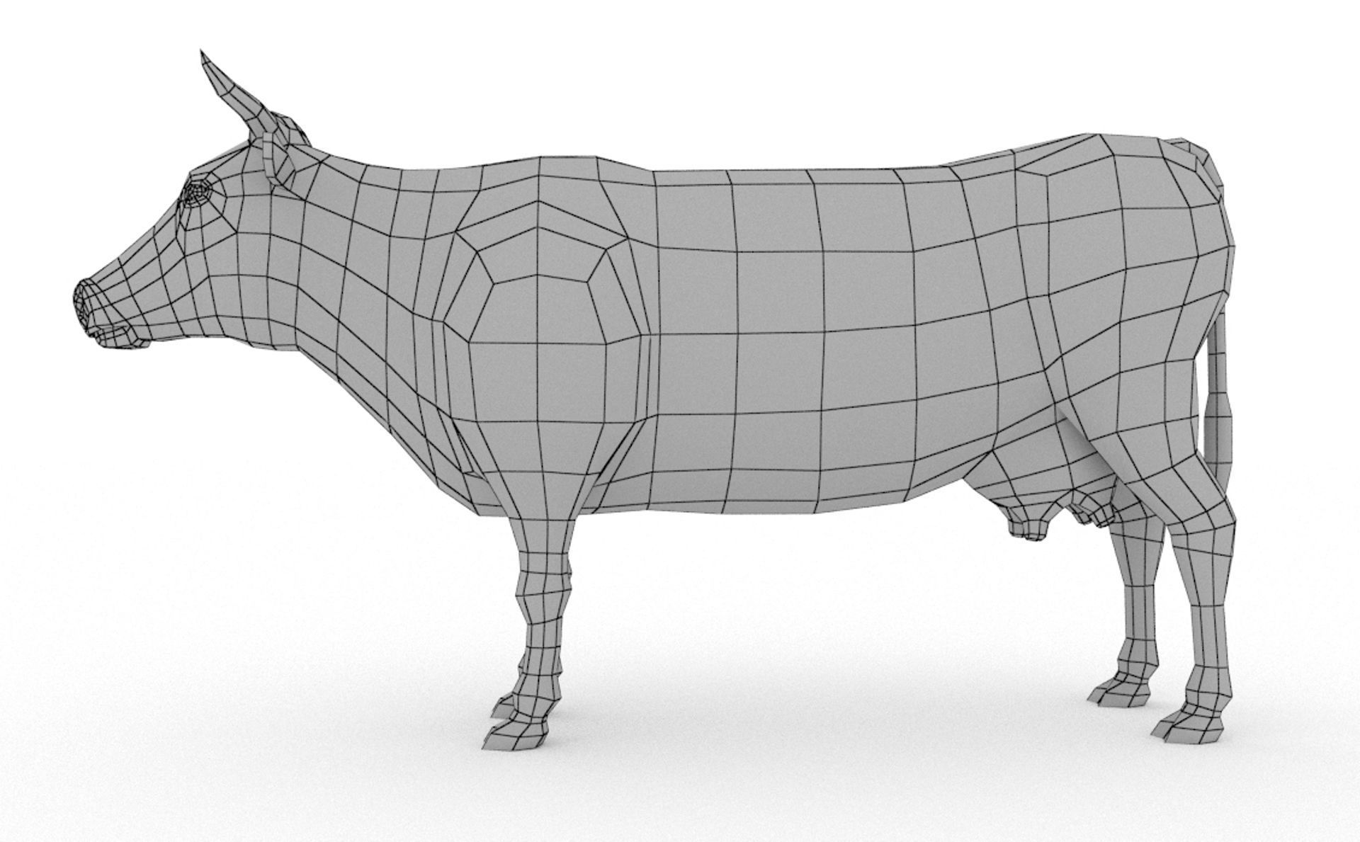 Dairy Cow Low-poly 3D model_9