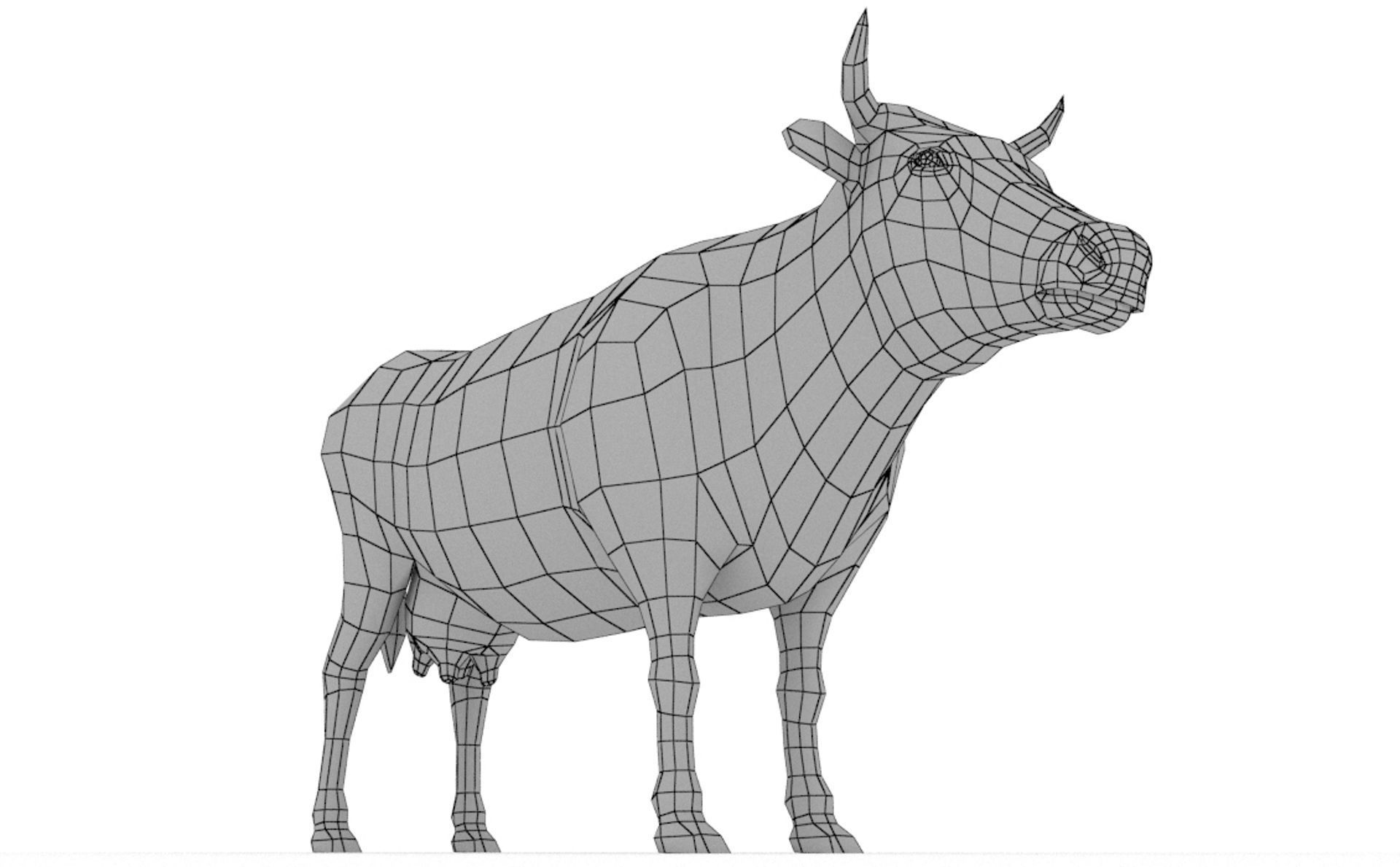 Dairy Cow Low-poly 3D model_12