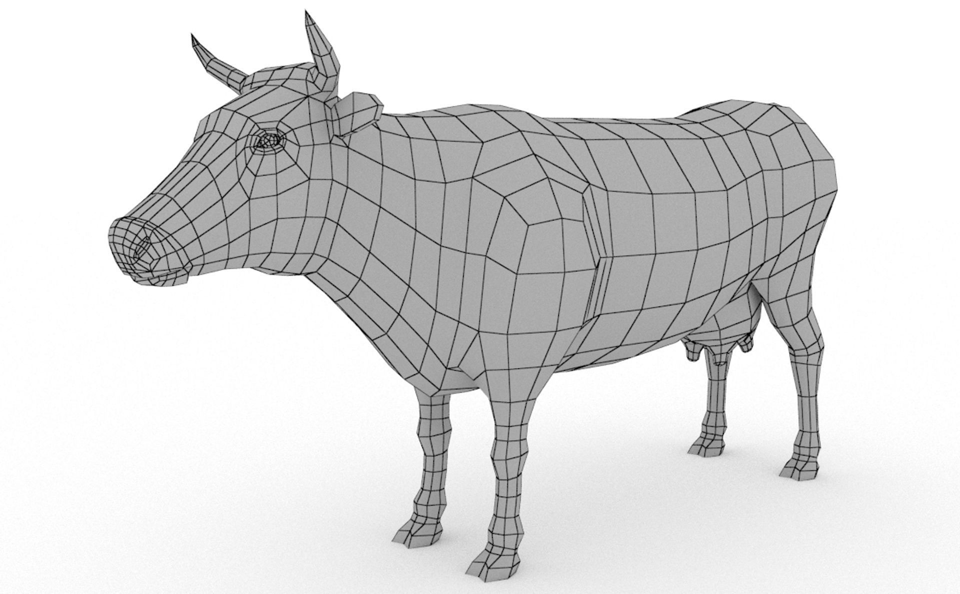 Dairy Cow Low-poly 3D model_7