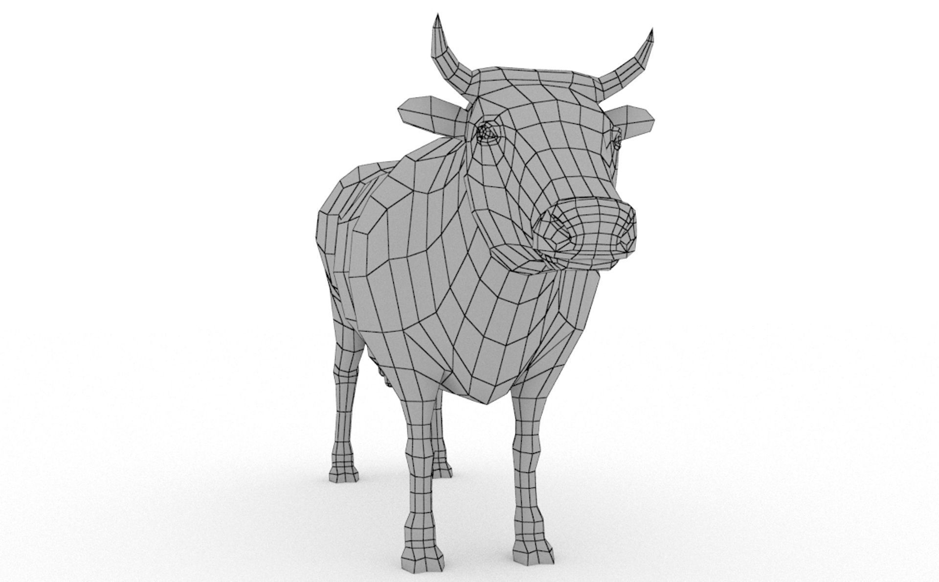 Dairy Cow Low-poly 3D model_10