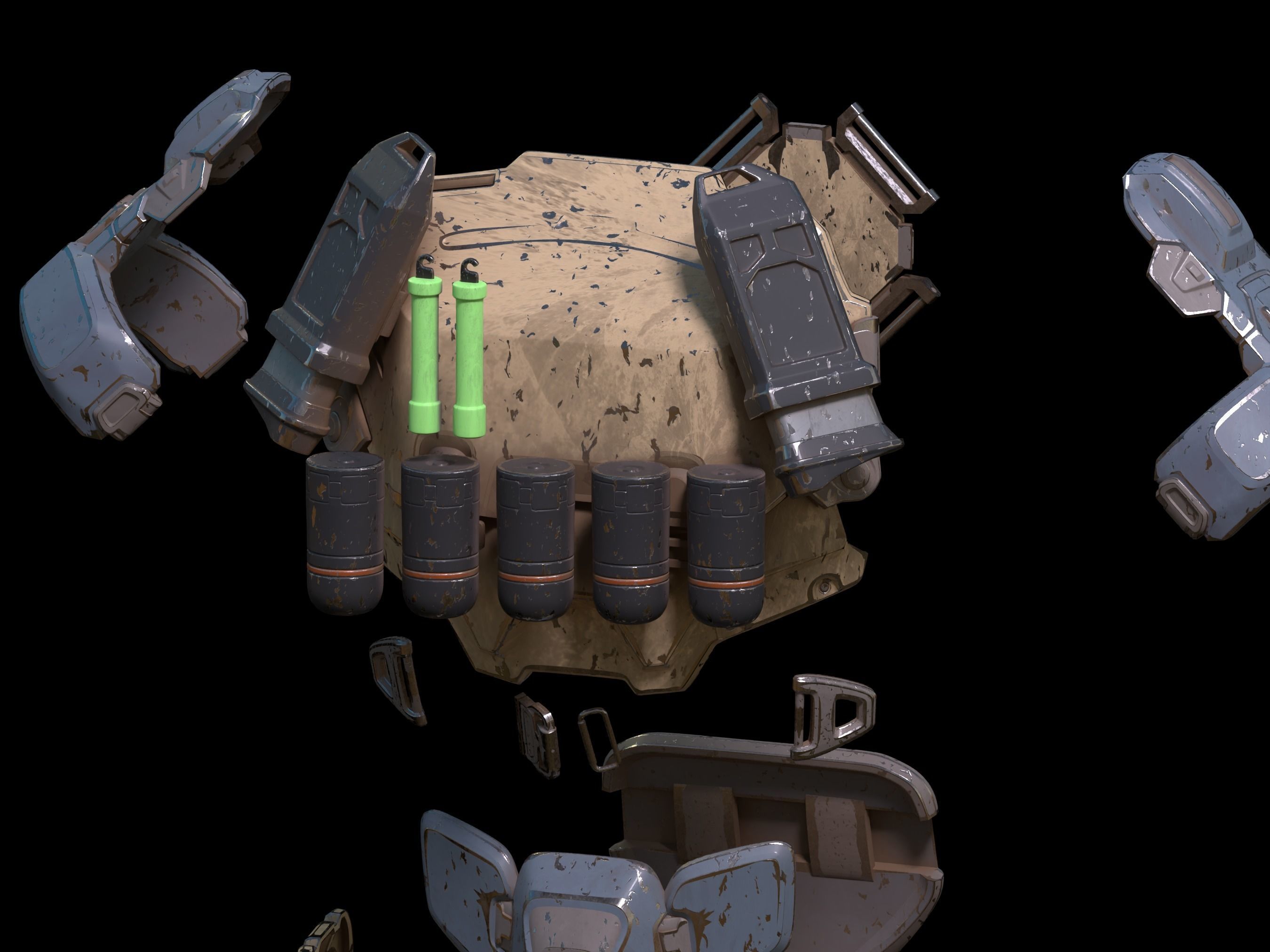 HALO Rakshasa Ruckamuck chest accessories 3d print file 3D print model_2