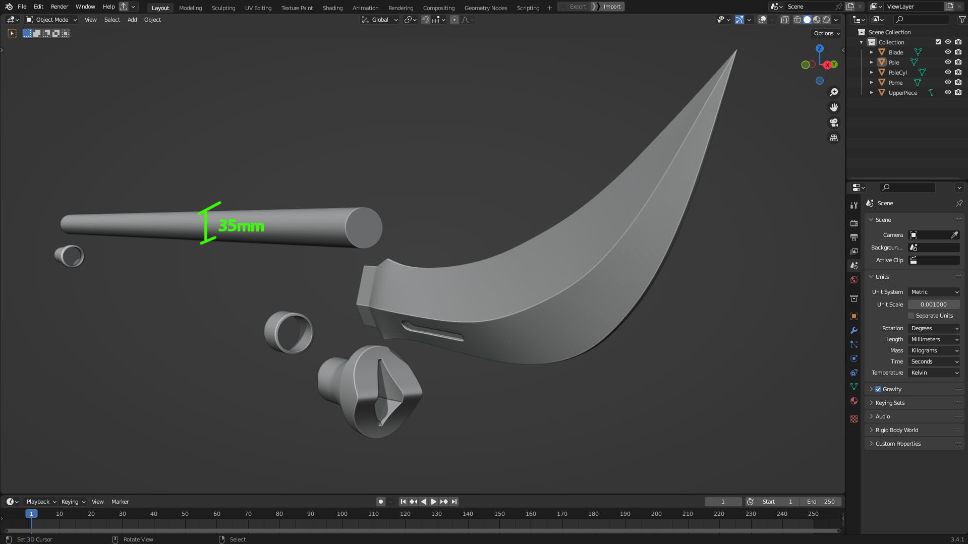 Maki Zenin Naginata Polearm Spear for Cosplay 3D print model_11