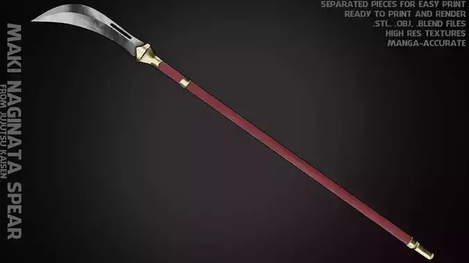Maki Zenin Naginata Polearm Spear for Cosplay 3D print model