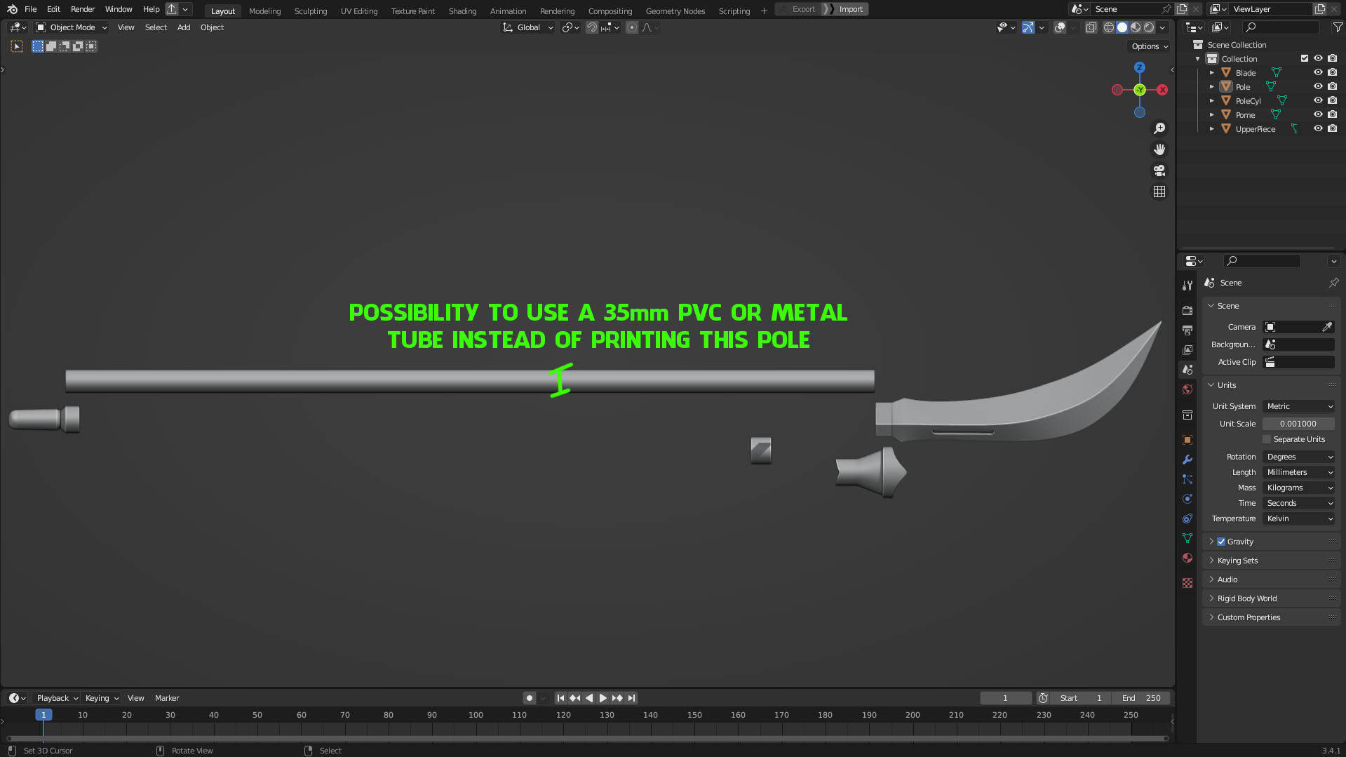 Maki Zenin Naginata Polearm Spear for Cosplay 3D print model_10