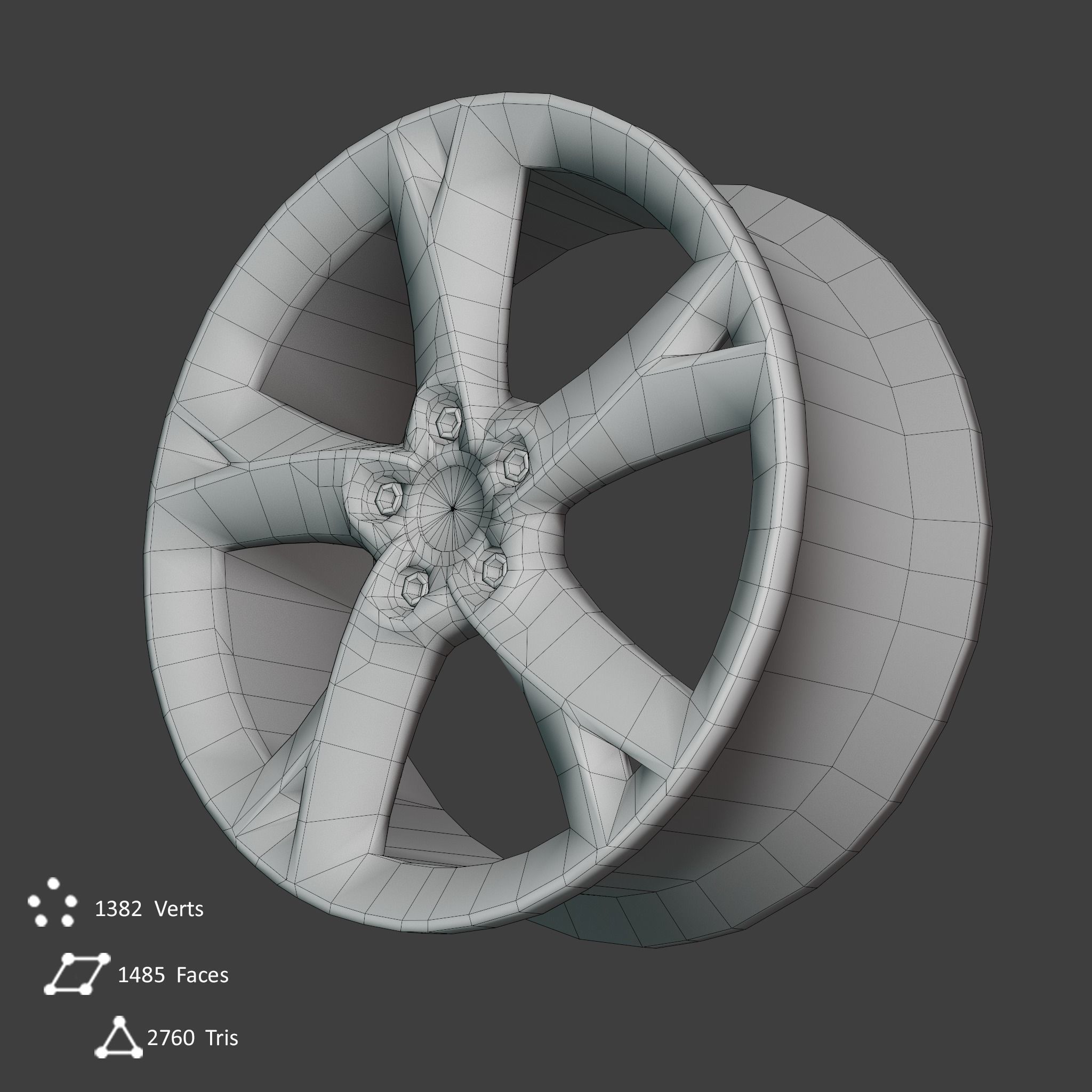 Sport Car Rim 5 Game-Ready 3D Model Low-poly 3D model_9