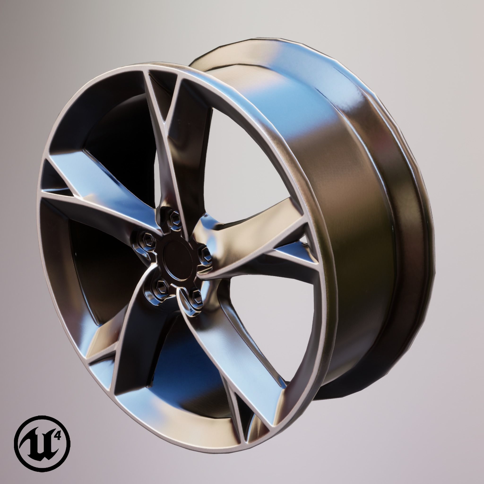 Sport Car Rim 5 Game-Ready 3D Model Low-poly 3D model_16