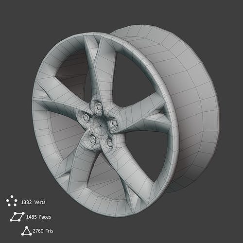 Sport Car Rim 5 Game-Ready 3D Model Low-poly 3D model 7