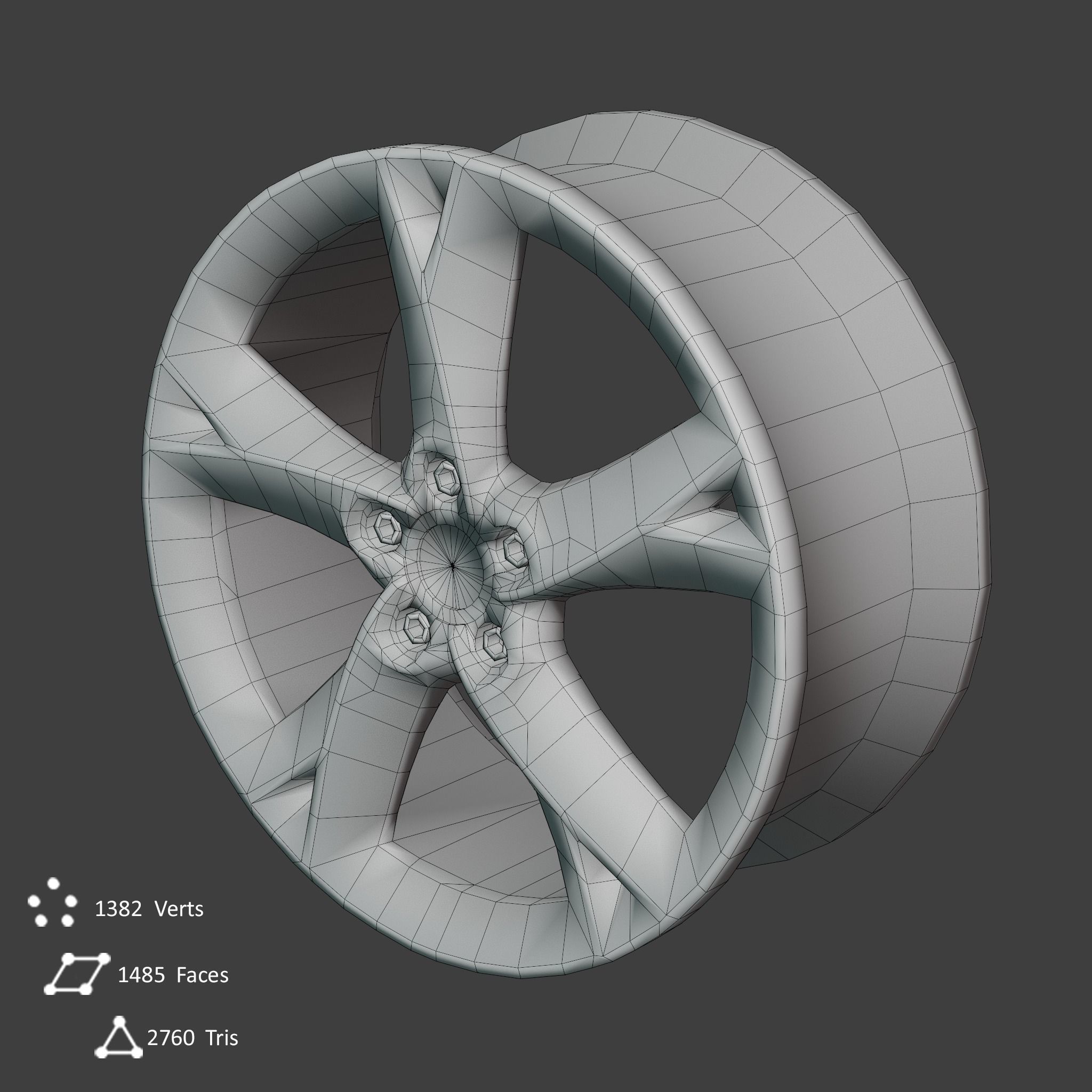 Sport Car Rim 5 Game-Ready 3D Model Low-poly 3D model_8