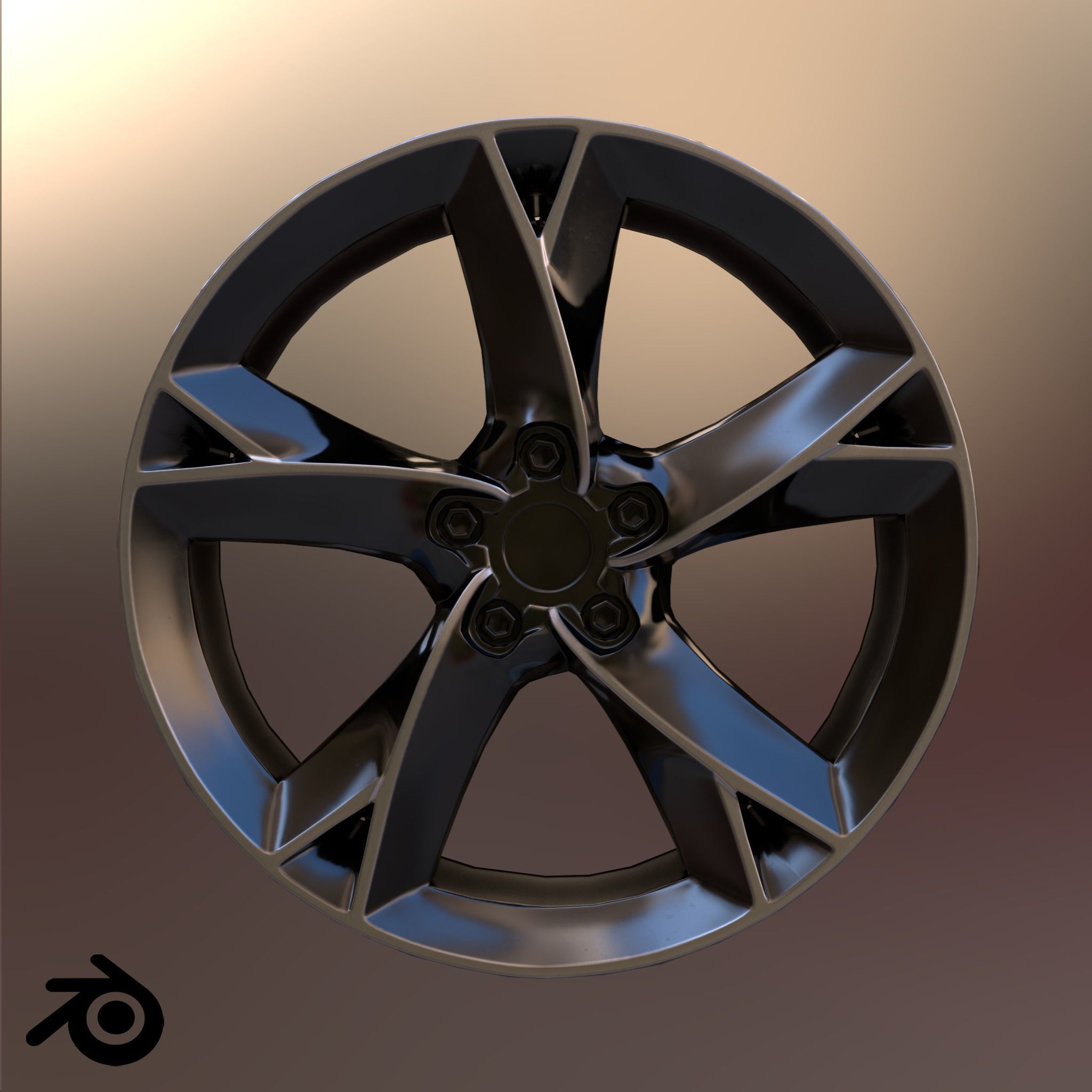 Sport Car Rim 5 Game-Ready 3D Model Low-poly 3D model_5