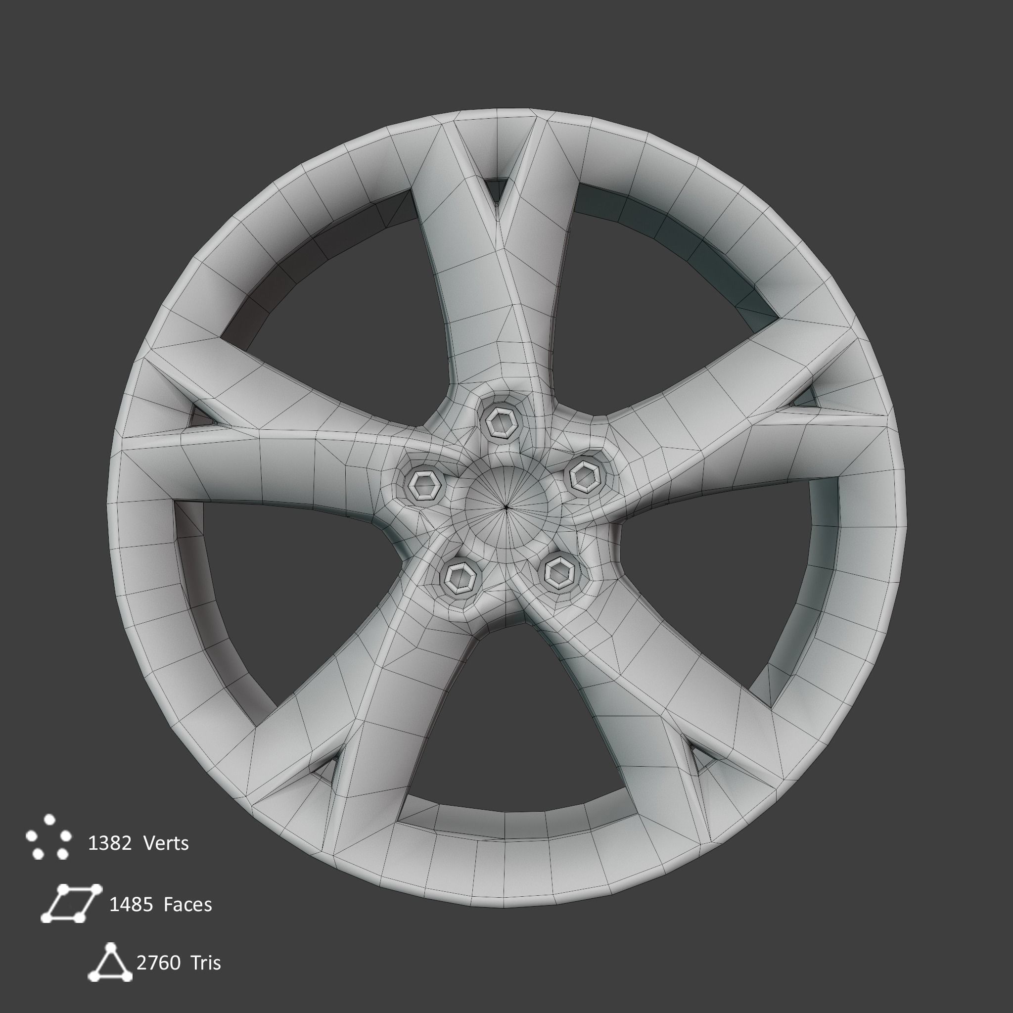 Sport Car Rim 5 Game-Ready 3D Model Low-poly 3D model_10