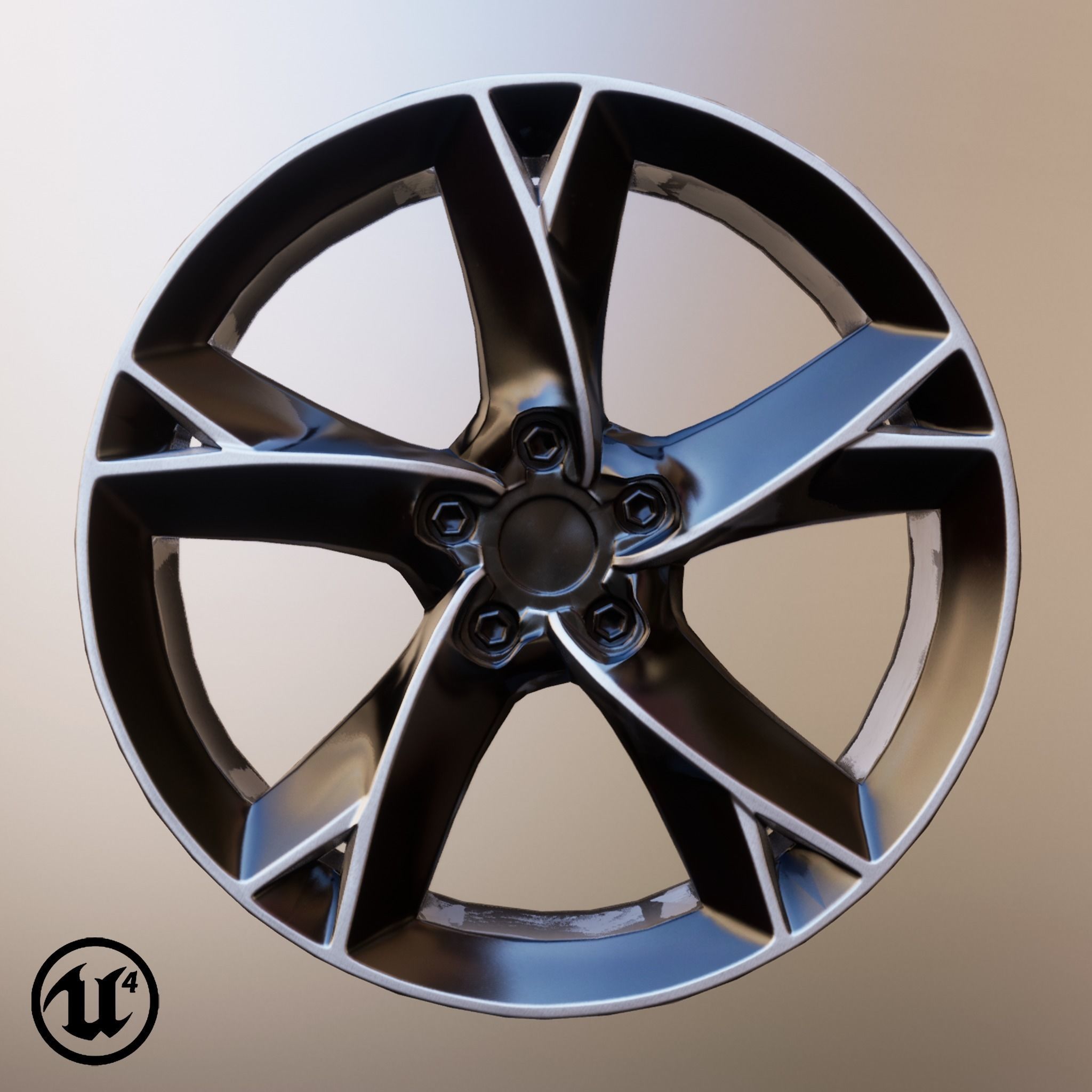 Sport Car Rim 5 Game-Ready 3D Model Low-poly 3D model_18