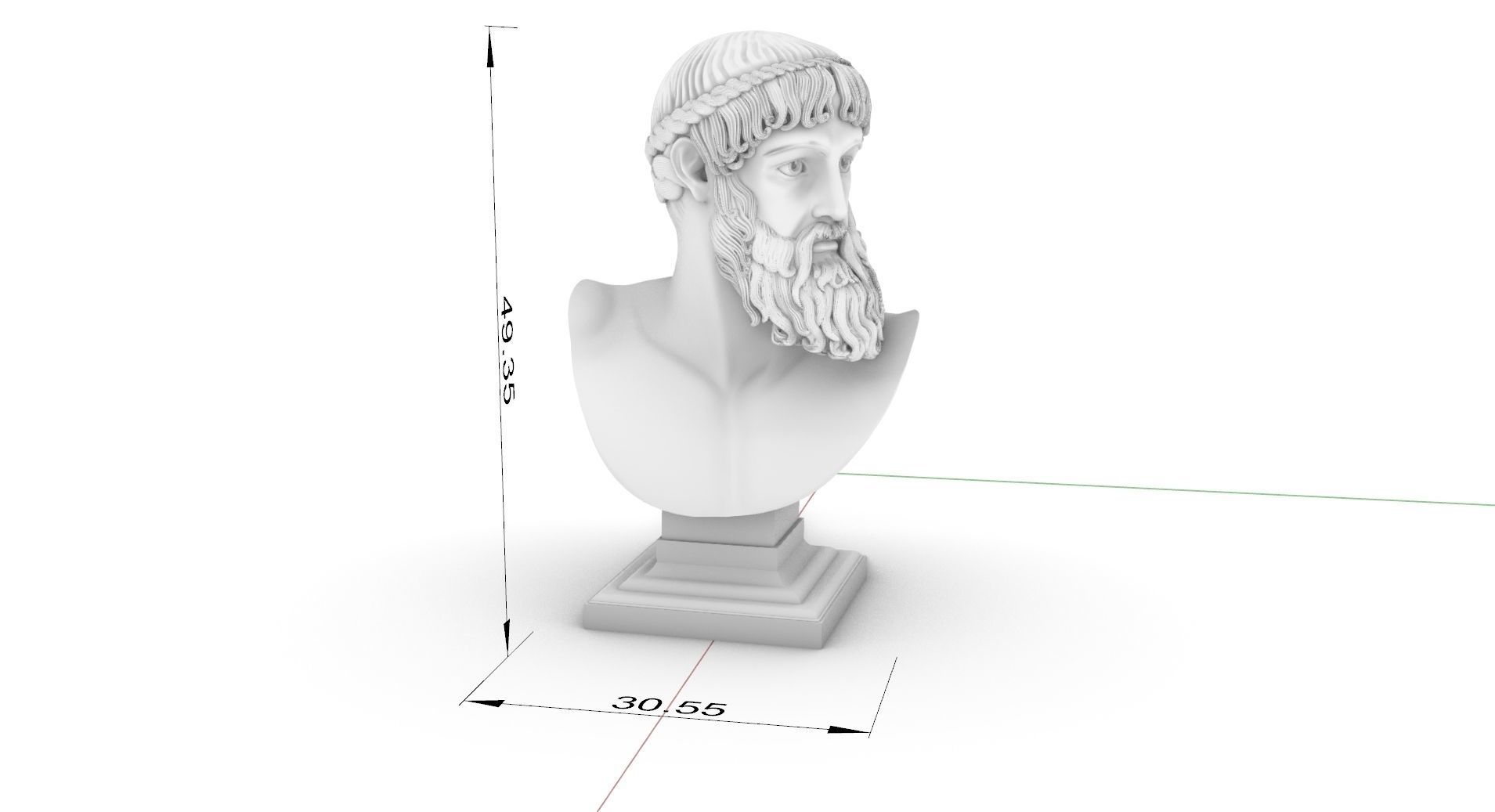 zeus or Poseidon of artemision bust 3D print model_9