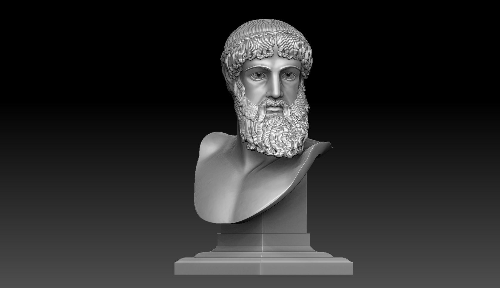 zeus or Poseidon of artemision bust 3D print model_8
