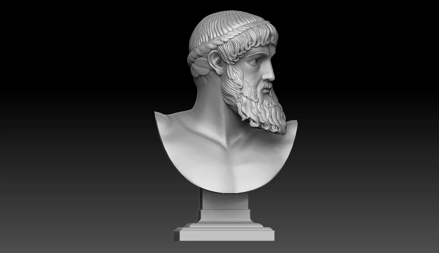 zeus or Poseidon of artemision bust 3D print model_0