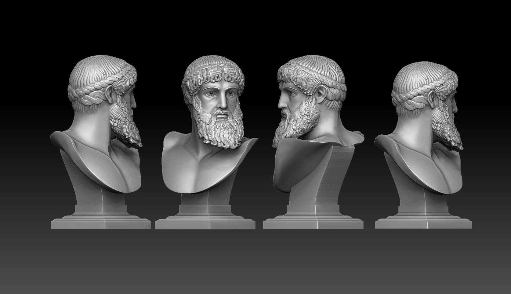 zeus or Poseidon of artemision bust 3D print model_5