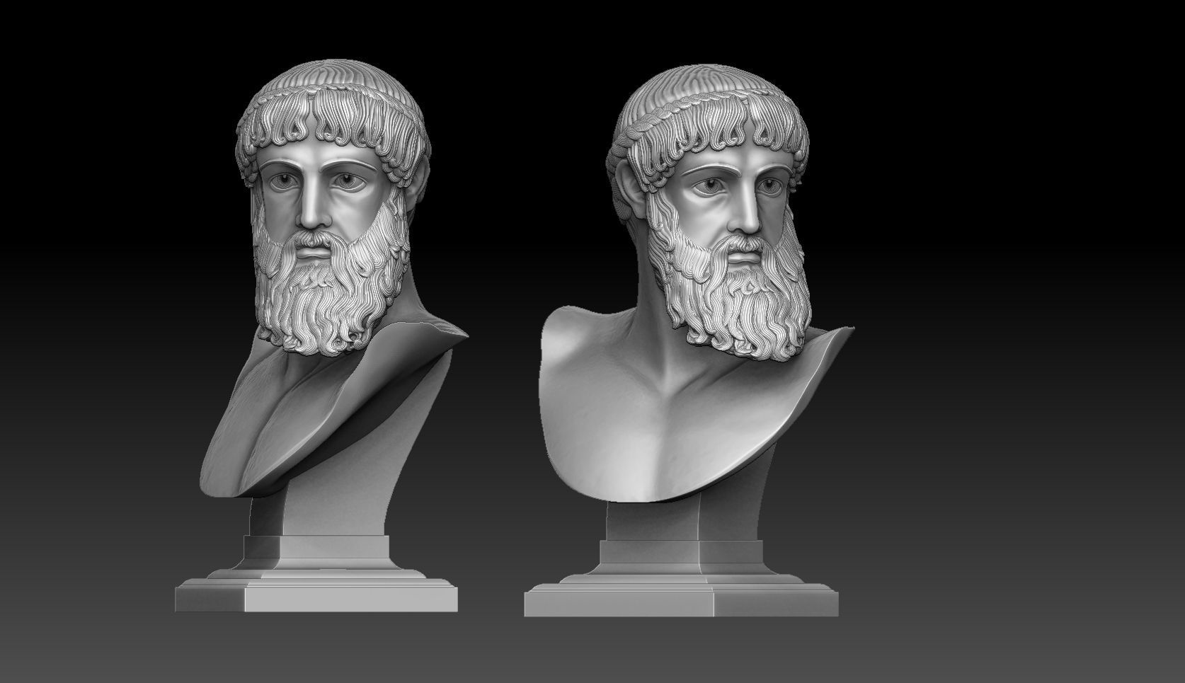 zeus or Poseidon of artemision bust 3D print model_6