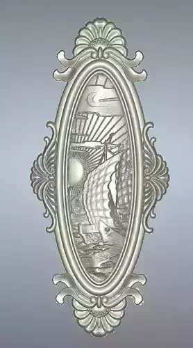 Ship 3D Relief CNC Carving Pendant Medallion Plaque Wall Art