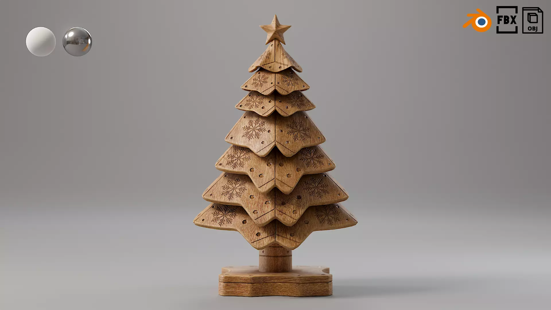Wooden christmas tree 01 Low-poly 3D model