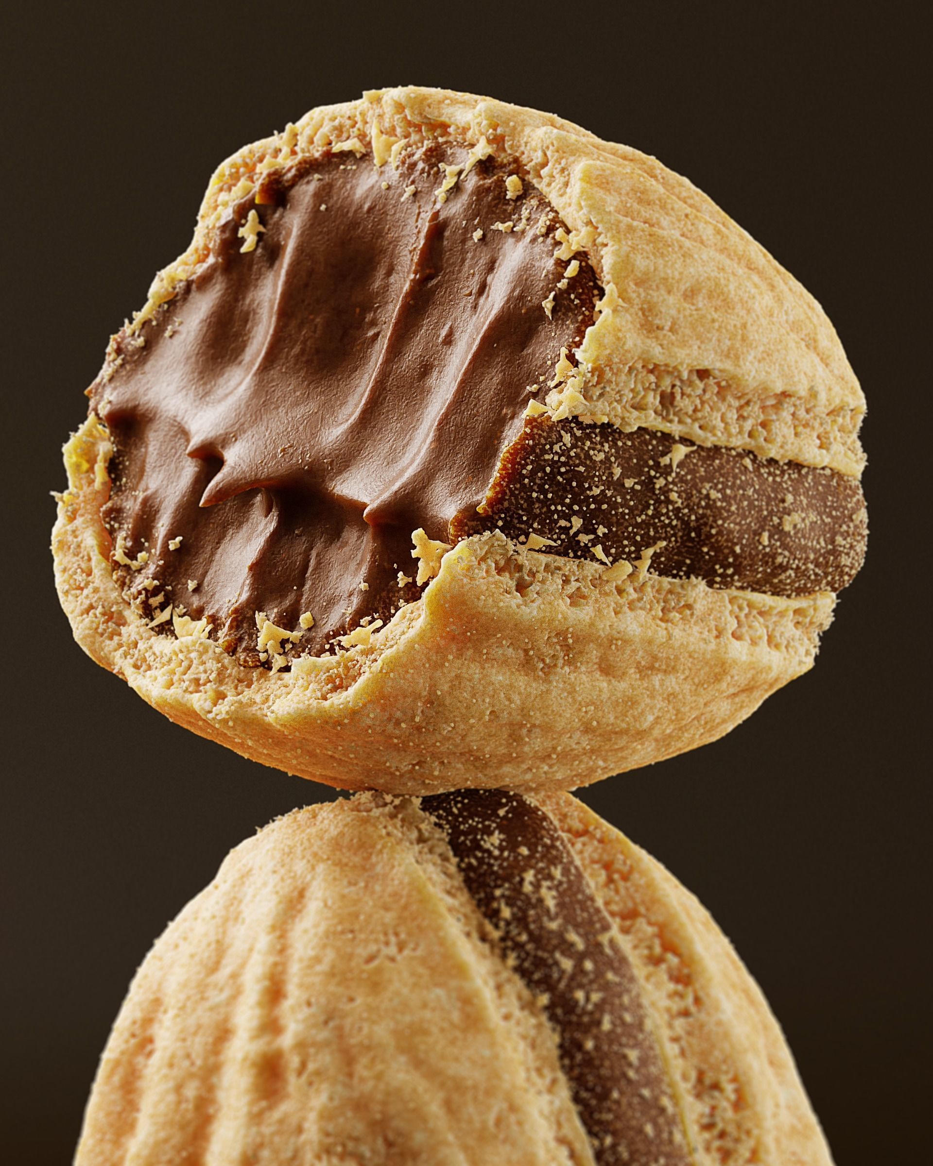 3D Wafer filled with Chocolate 3D model_1