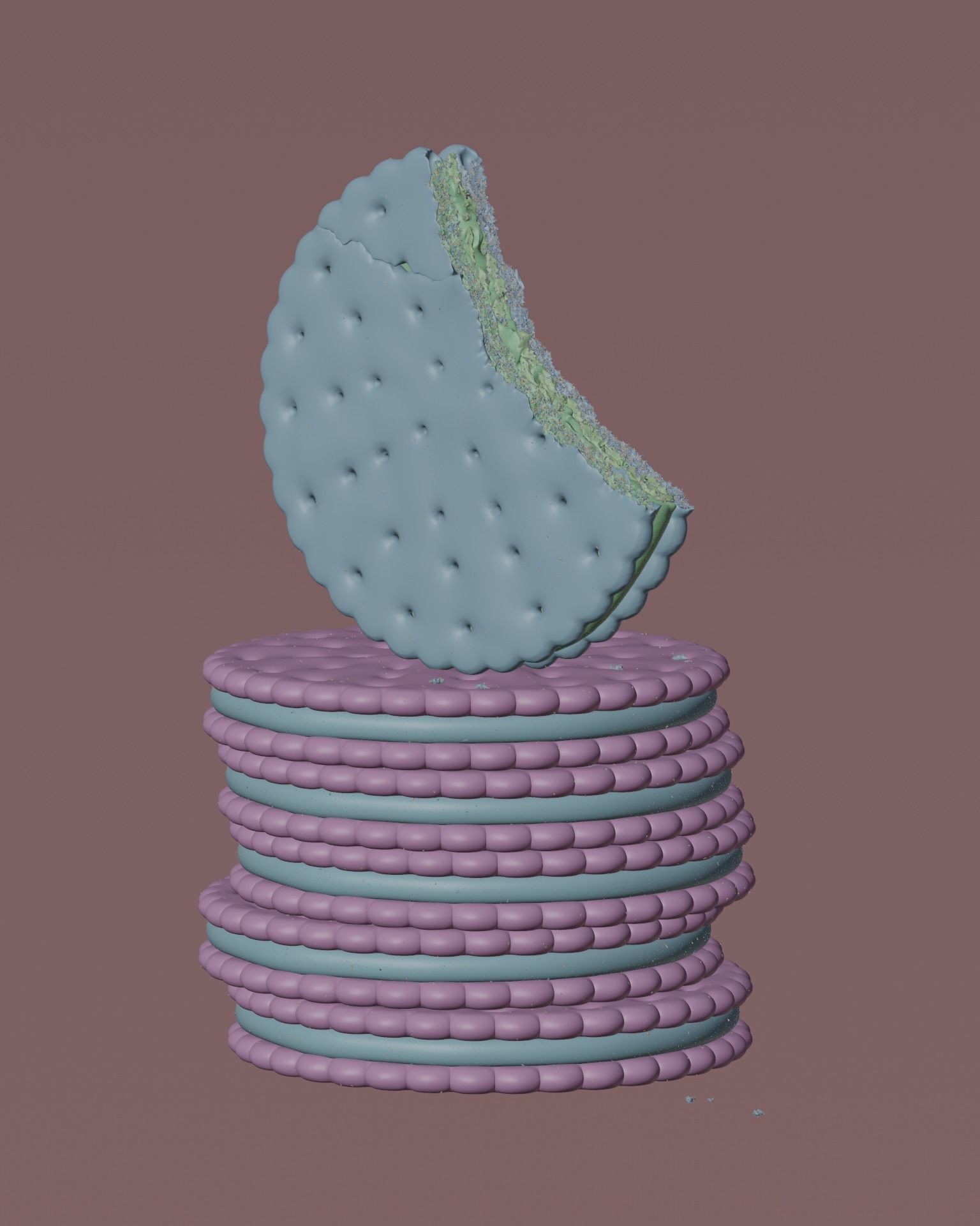 3D biscuit filled with chocolate 3D model_4
